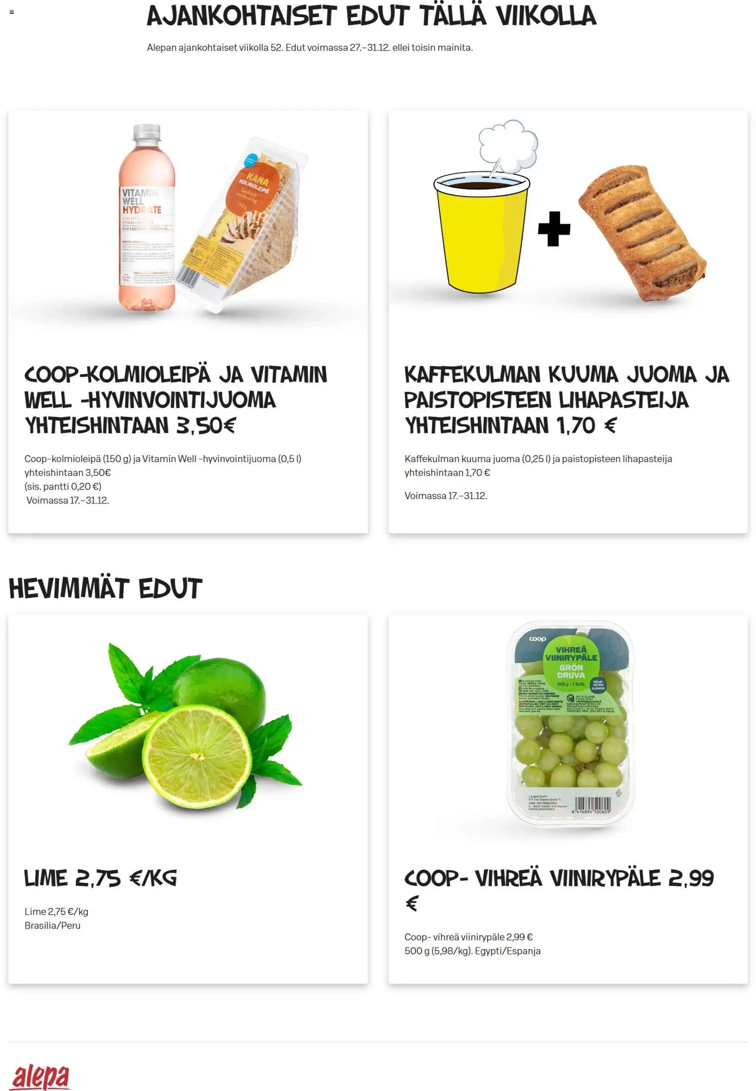 Kaupan Alepa Tarjoukset esikatselu, voimassa 27/12/2025