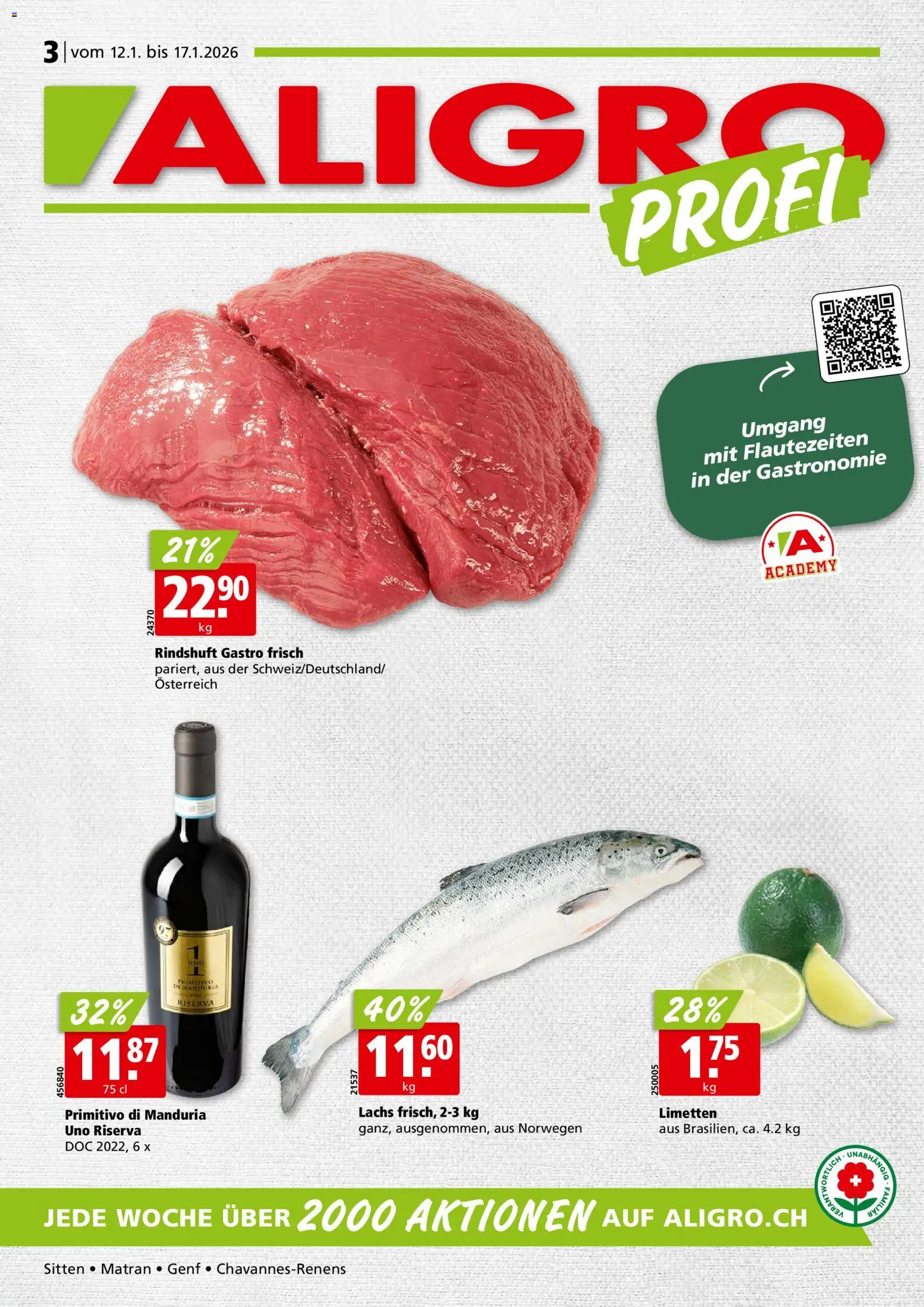 Vorschau des Merkblatts Aktionen vom Shop Aligro gültig von 12.01.2026 bis 17.01.2026 - Lachs