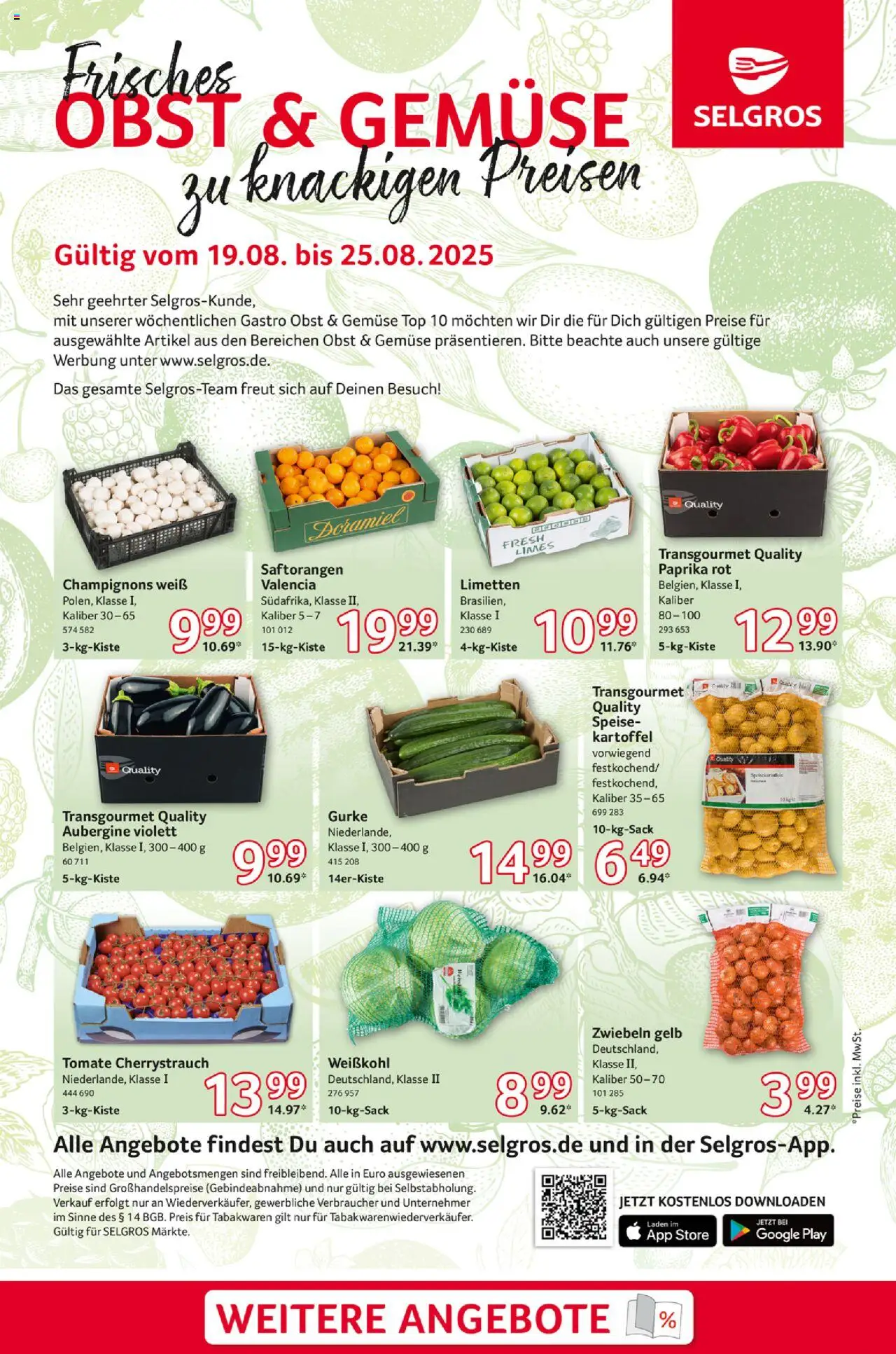 Selgros Obst & Gemüse (vom 19.08.2025 - 25.08.2025)