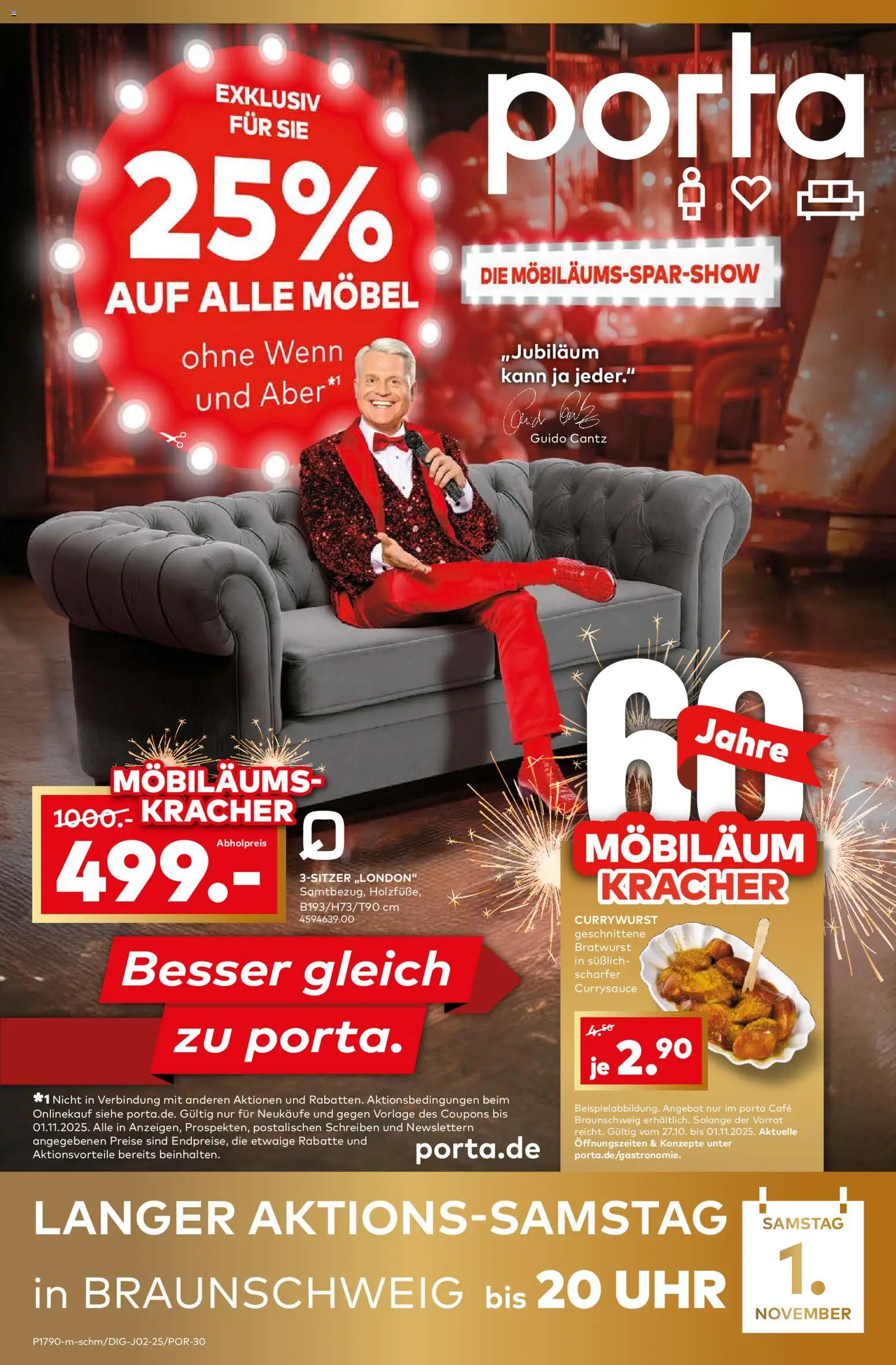Porta! Möbiläums-Spar-Show mit Guido Cantz und 25% auf ALLE Möbel - Braunschweig (vom 27.10.2025 - 02.11.2025)