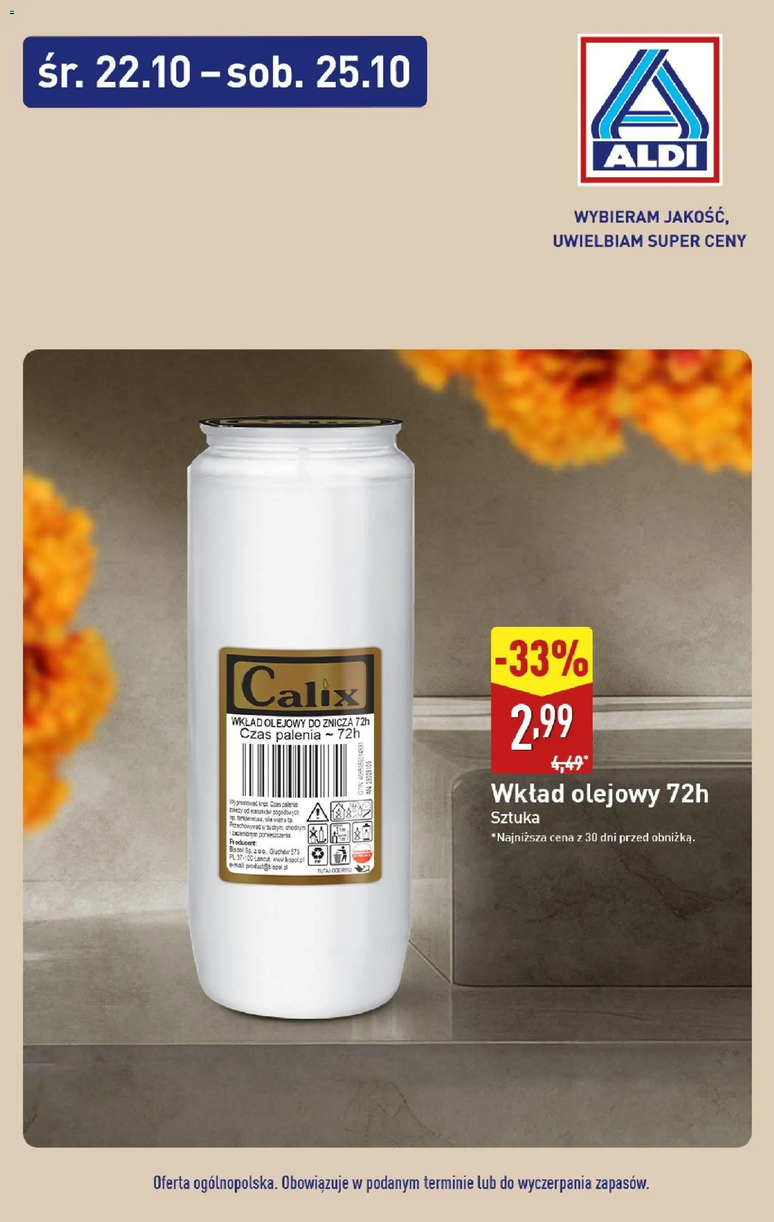 Aldi Wkład olejowy od 22.10.2025 - Nowa Gazetka - Numer strony 1