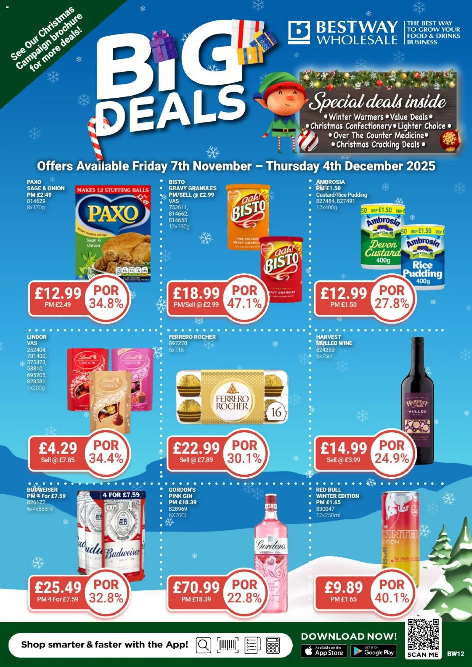 Preview of Bestway The Big Deals Brochure valid from 07/11/2025 - Apple, Chicken, Wine, Red Bull, Rice, Lindor, Pudding, Pink gin