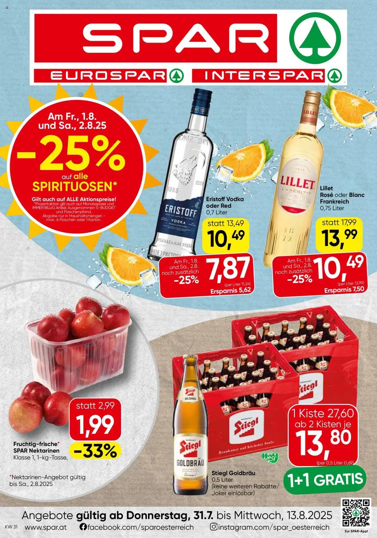  SPAR Flugblatt 31.07.2025 - Prospekt "Niederösterreich" - Seite 1