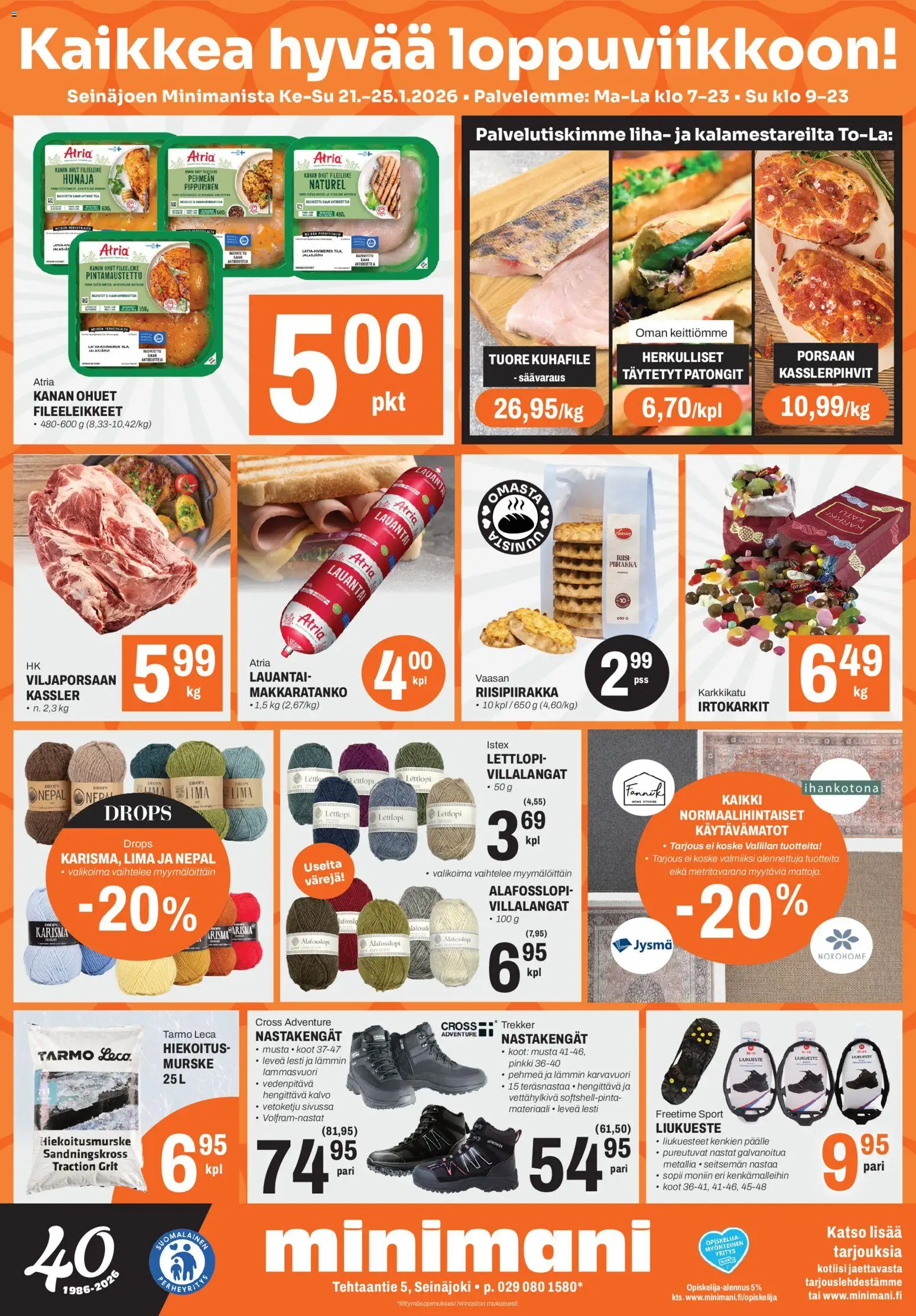 Kaupan Minimani Tarjoukset - Seinäjoki esikatselu, voimassa 21/01/2026 - Irtokarkit, Hunaja, Liha