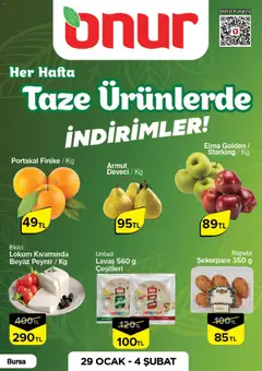 Onur Market Taze Ürünlerde İndirimler - Bursa 29.01.2026 - Broşürünün önizlemesi