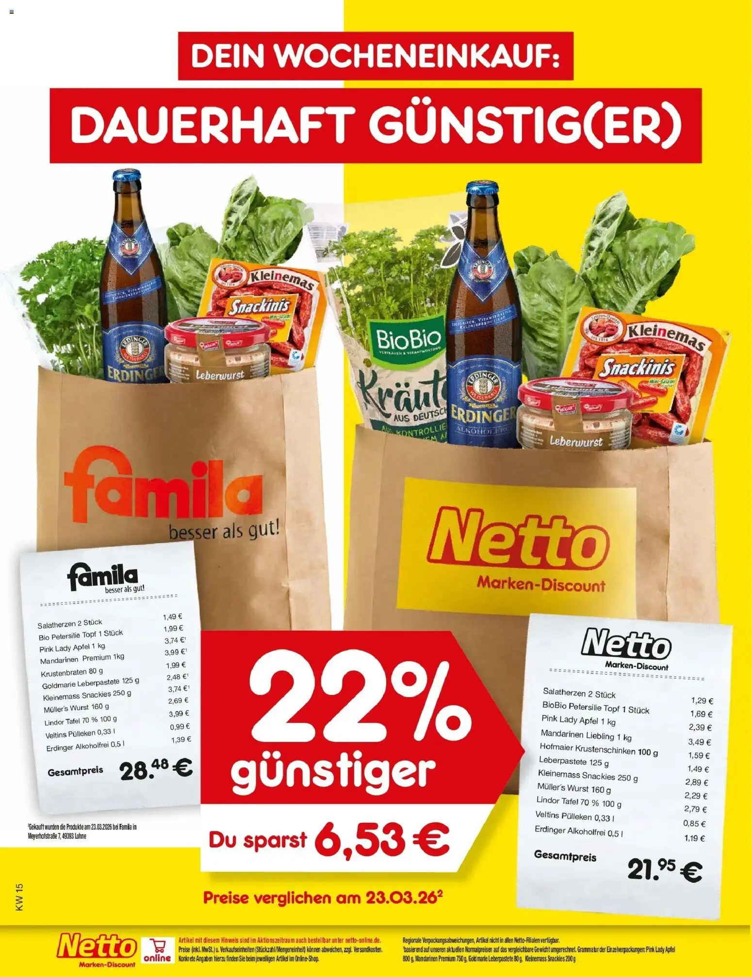 Vorschau von dem Prospekt des Geschäftes Netto Marken-Discount, gültig ab dem 05.04.2026 - Äpfel, Wurst, Krustenbraten, Gewicht, Mandarinen, Kraut, Lindor, Veltins pulleken