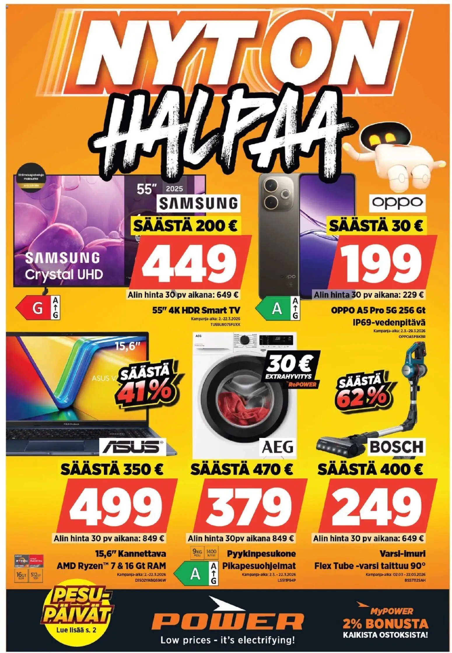 Kaupan Power POWER HINTAAN Viikon mainoslehti esikatselu, voimassa 02/03/2026 - TV