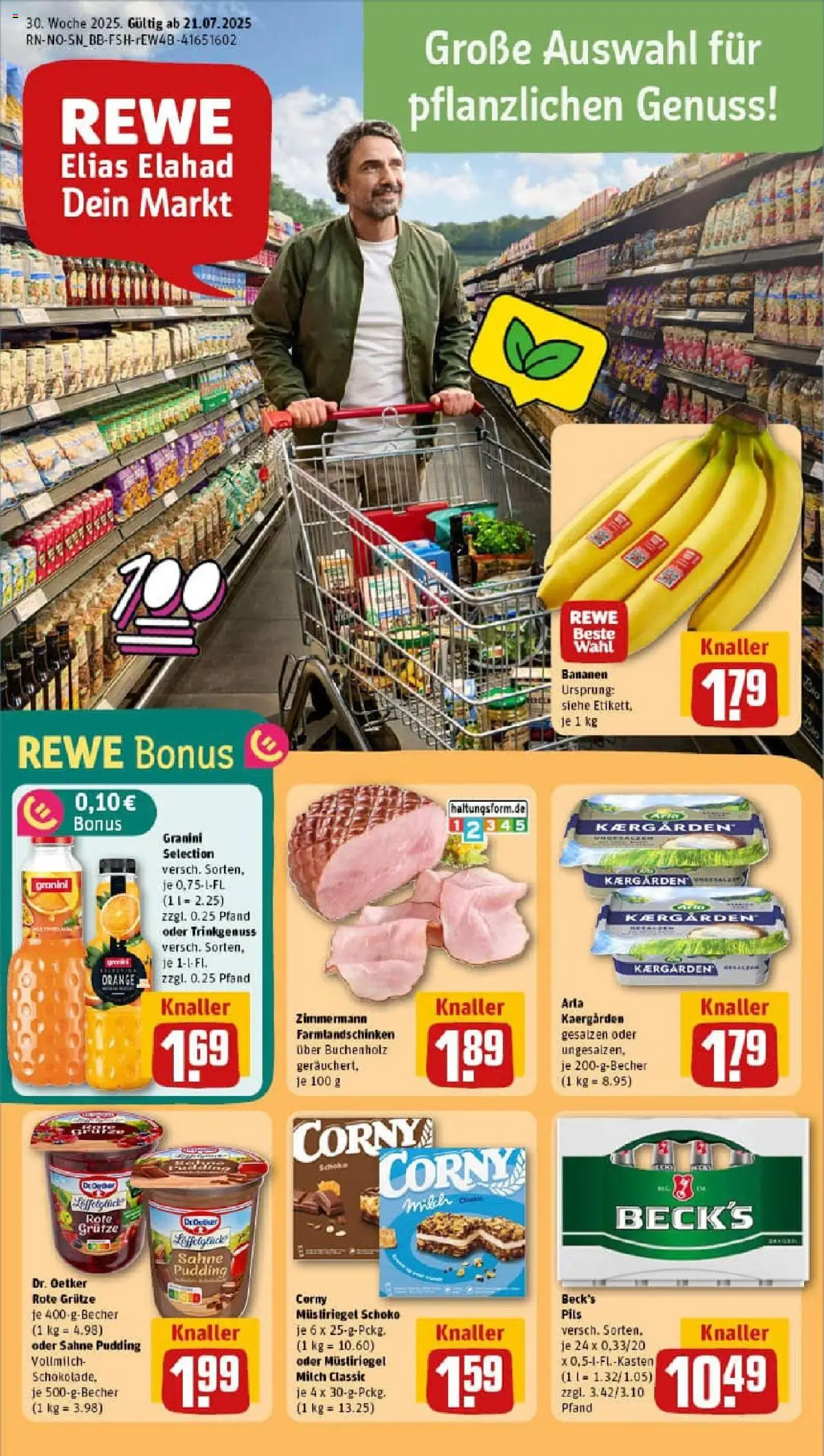 REWE Prospekt ab 20.07.2025 nächste Woche - Prospekt Braunschweig - Butter, Bananen, Milch, Sahne, Pudding, Granini, Pils