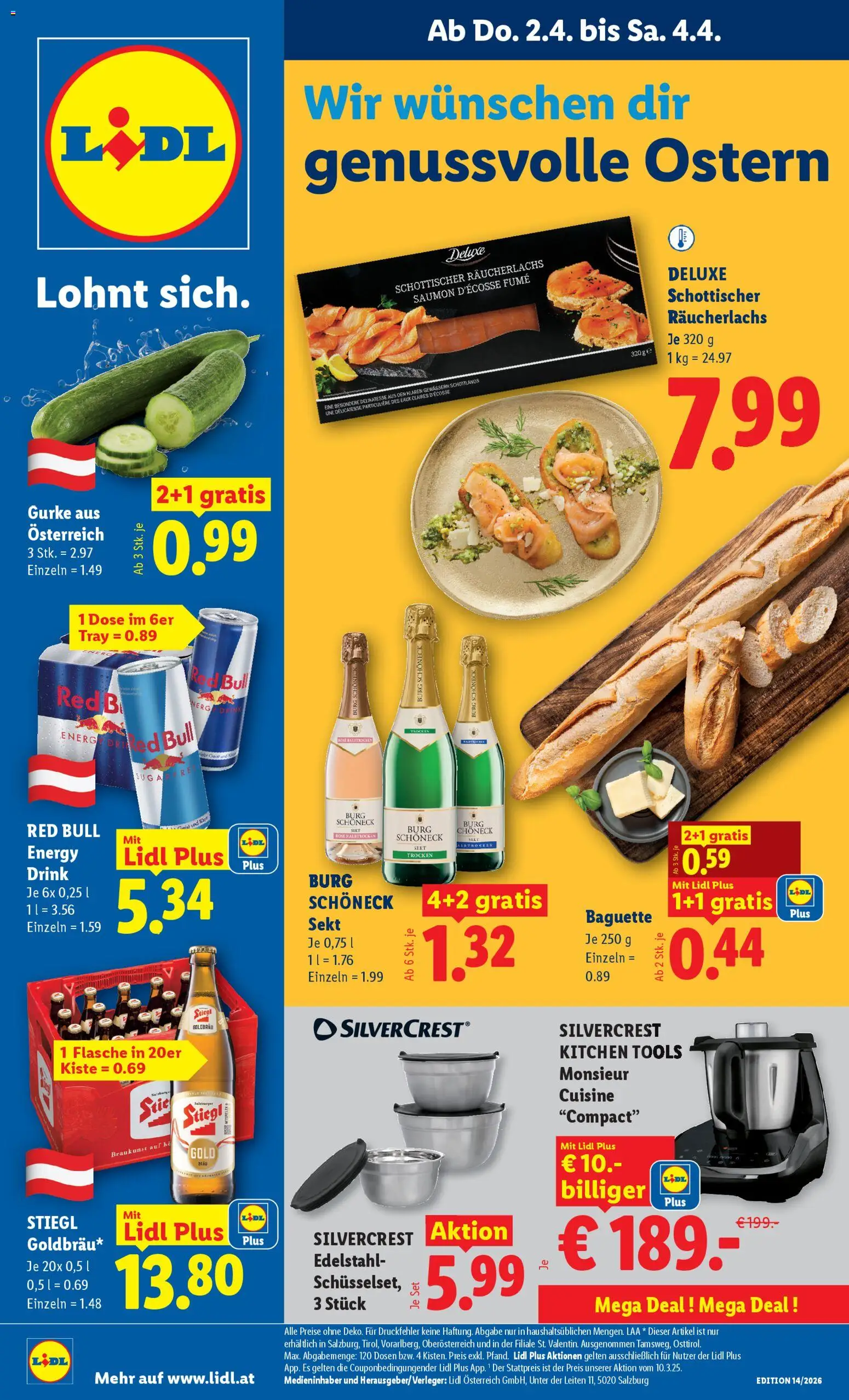 Vorschau der Angebote: Lidl Lidl Flugblatt - Altenmarkt im Pongau, St. Johann im Pongau, Zell am See gültig ab 02.04.2026 - Baguette, Gurke