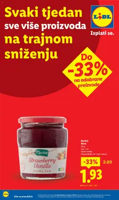 Pregled letka Nastavljamo trajno snižavati cijene trgovine Lidl vrijedi od 08.09.2025