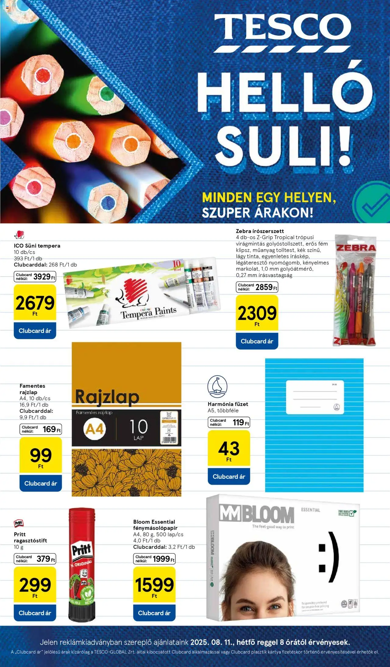 Tesco aktuális szórólap, érvényes 2025.08.11.-től - 1 oldal - Ágy, Só, Fénymásolópapír