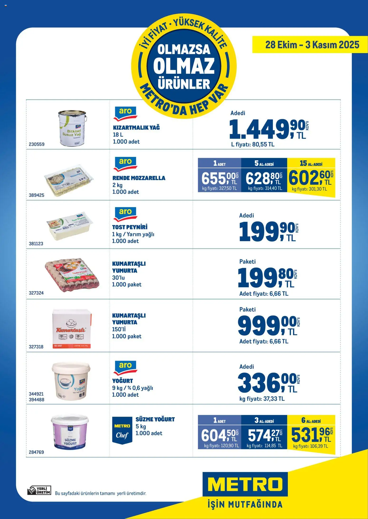 Metro Olmazsa Olmaz Ürünler 28.10.2025 - Broşürünün önizlemesi