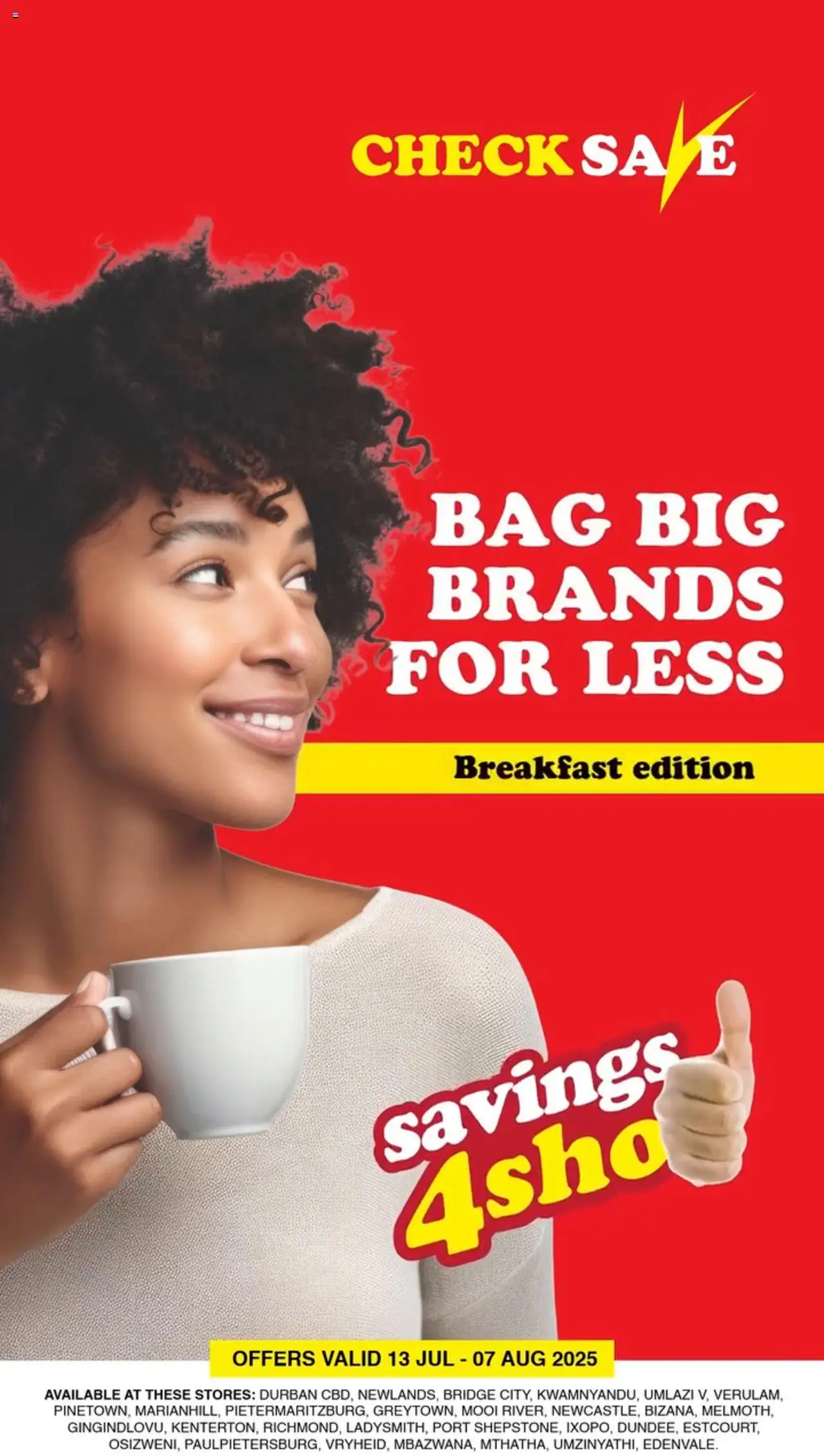 Check Save Specials from 13/07 - 07/08/2025 > Promotions - Breakfast, Bag