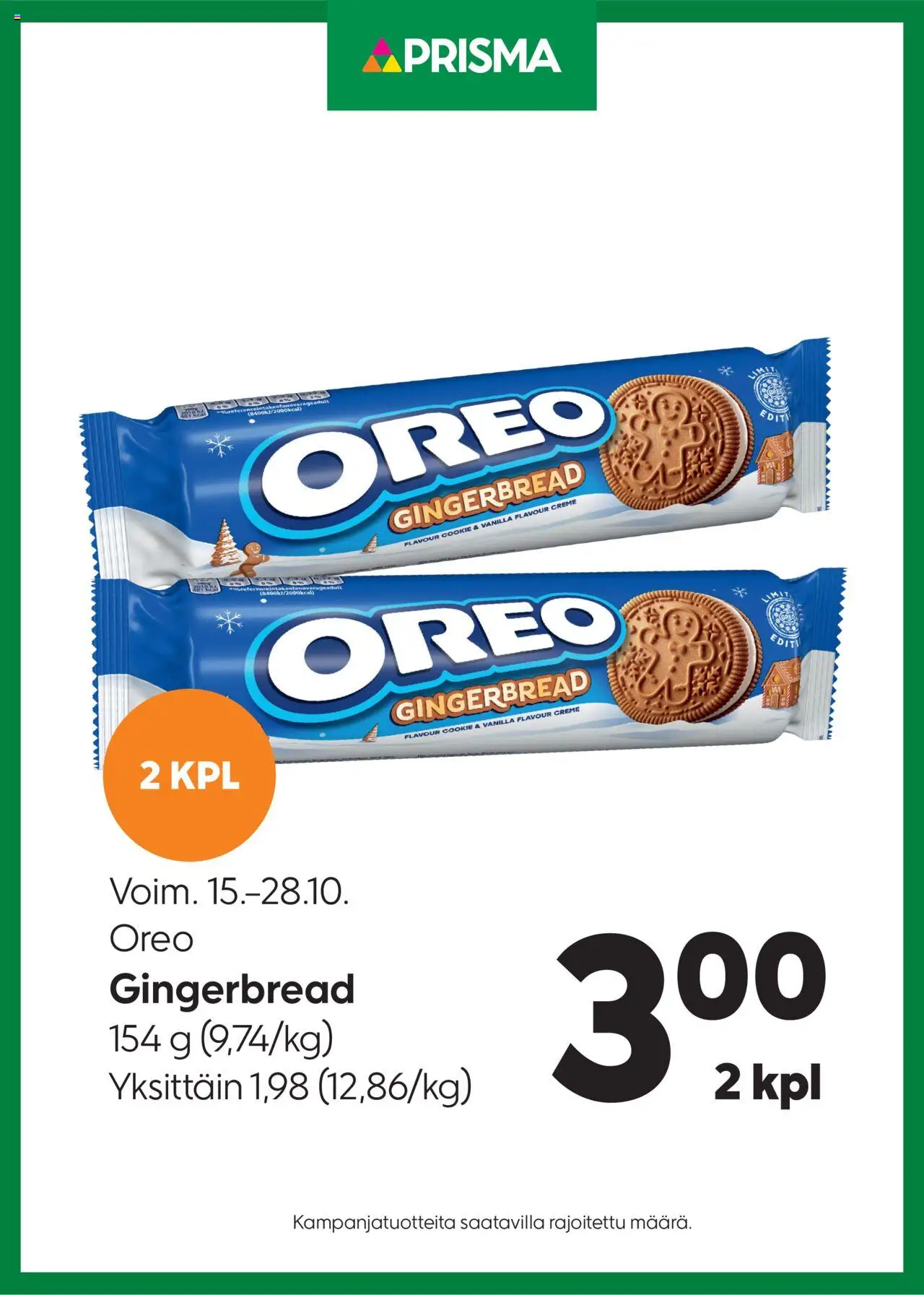 Prisma-kaupan Tarjoukset Oreo voimassa 15/10/2025 - Sivulla 1