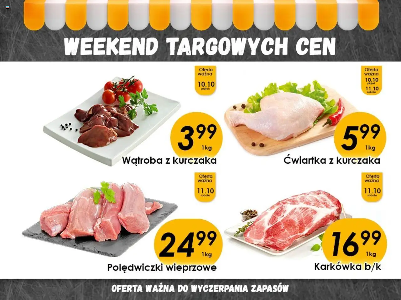 Piotruś Pan Weekend targowych cen od 09.10.2025 - Nowa Gazetka - Numer strony 1 - Polędwiczki wieprzowe, Karkówka, Ćwiartka z kurczaka, Polędwiczki
