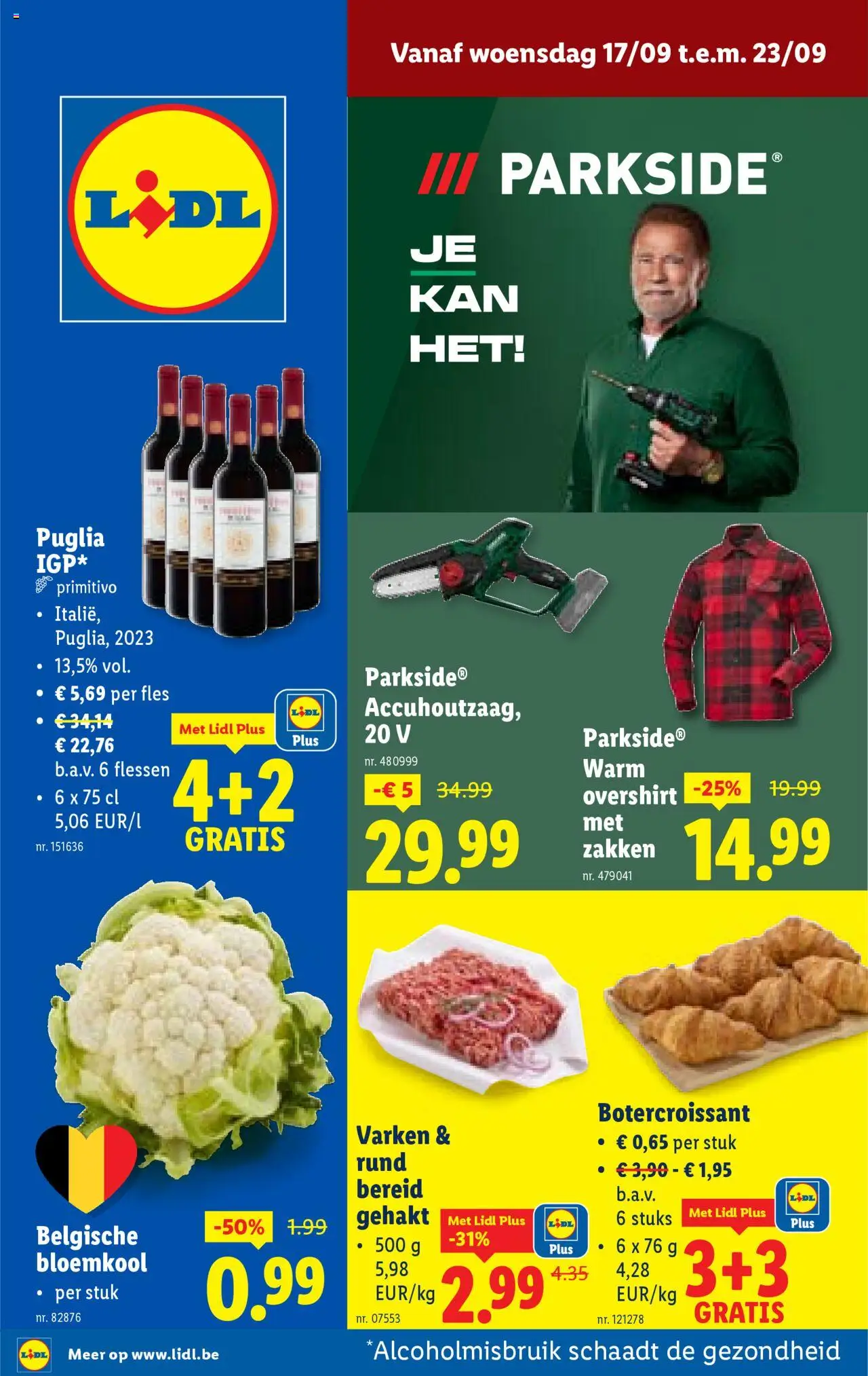 Voorbeeld van Folder week 38 van winkel Lidl geldig vanaf 17/09/2025 - Croissant, Bloemkool, Gehakt, Fles