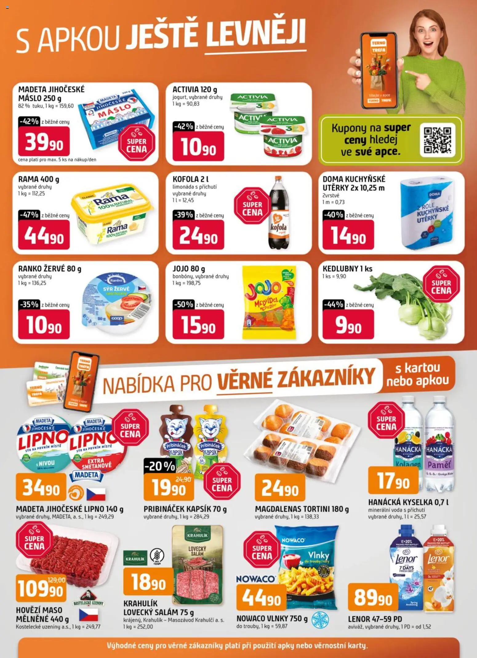 Náhled nabídky: Trefa Leták - Nabídka pro věrné zákazníky platný od 14.01.2026 - Máslo, Maso, Hovězí maso, Uzeniny, Limonáda, Utěrky, Kuchyňské utěrky, Máslo 250 g