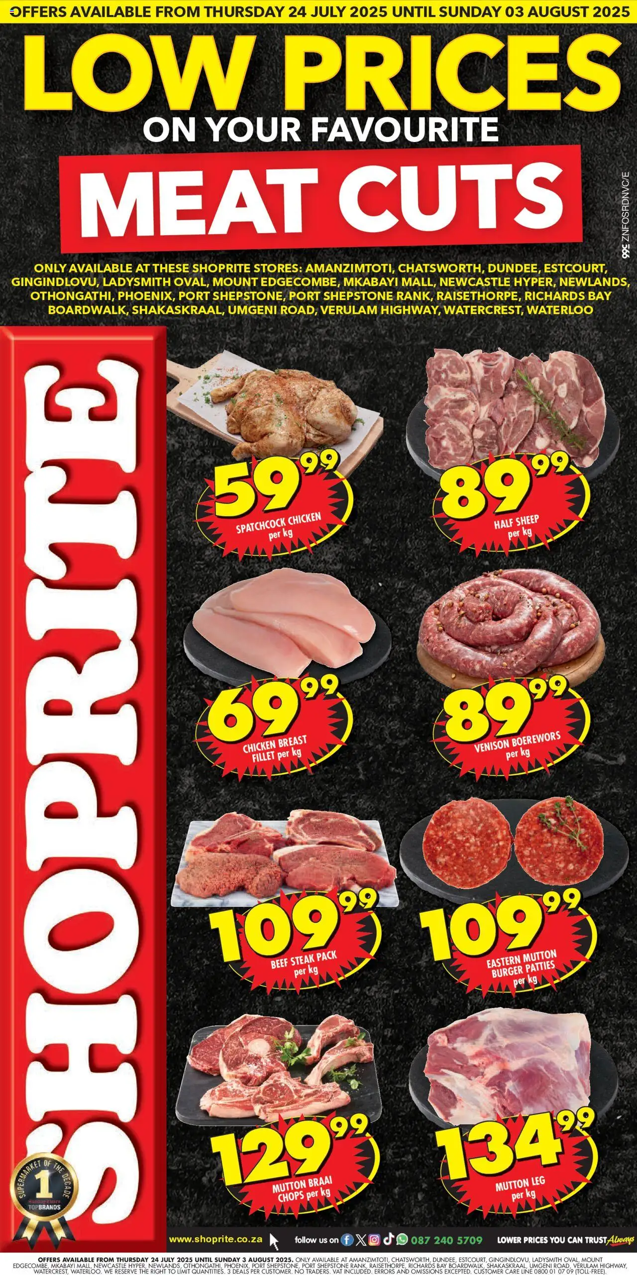 Shoprite KwaZulu-Natal - Low Price Meat Exclusive 24/07 - 03/08/2025 >> Catalogue