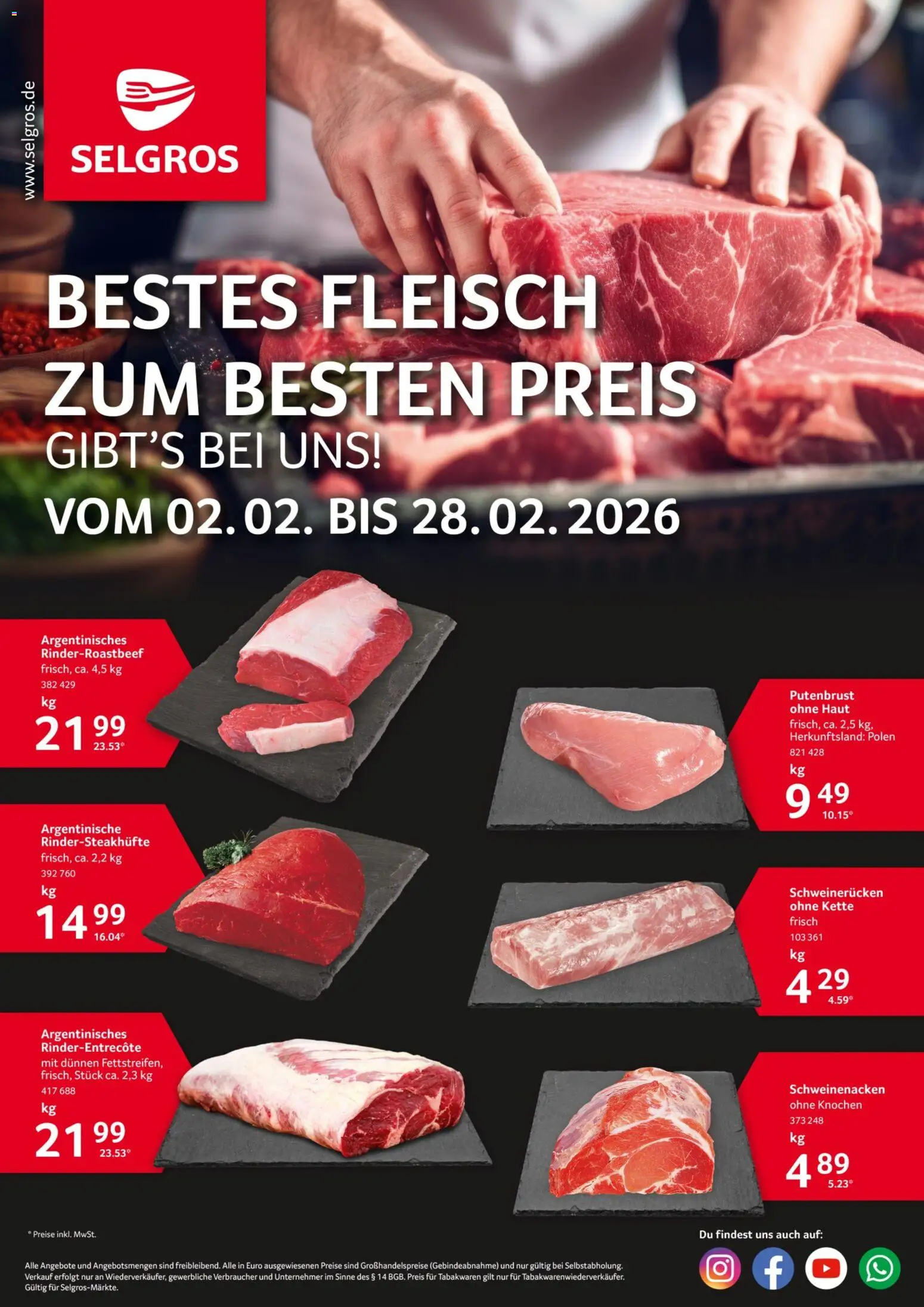 Vorschau von dem Prospekt des Geschäftes Selgros, gültig ab dem 02.02.2026 - Fleisch, Schweinenacken, Putenbrust, Schweinerucken, Schweinenacken ohne Knochen