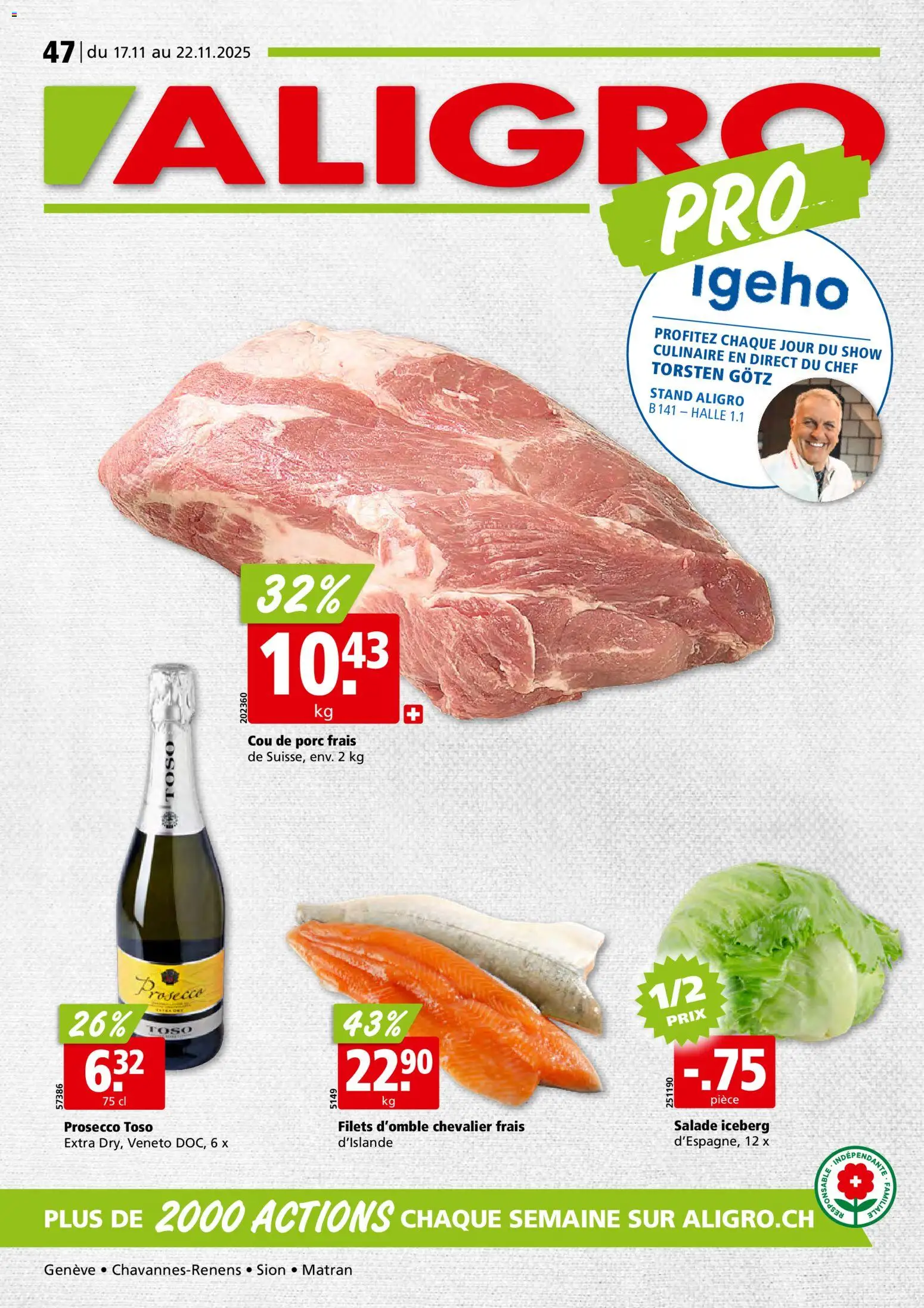 Vorschau des Merkblatts Aktionen Chavannes, Matran, Genève, Sion vom Shop Aligro gültig von 17.11.2025 bis 22.11.2025