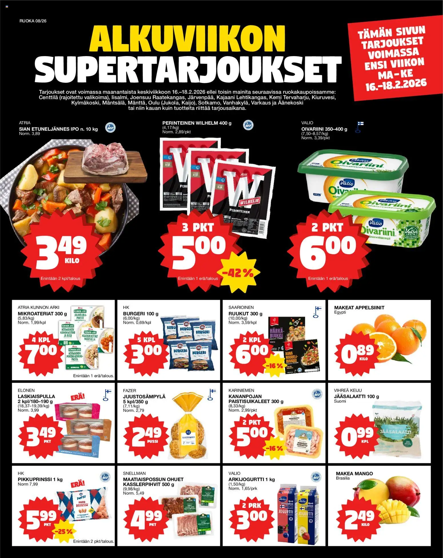 Kaupan Tokmanni Ruokatarjoukset esikatselu, voimassa 16/02/2026