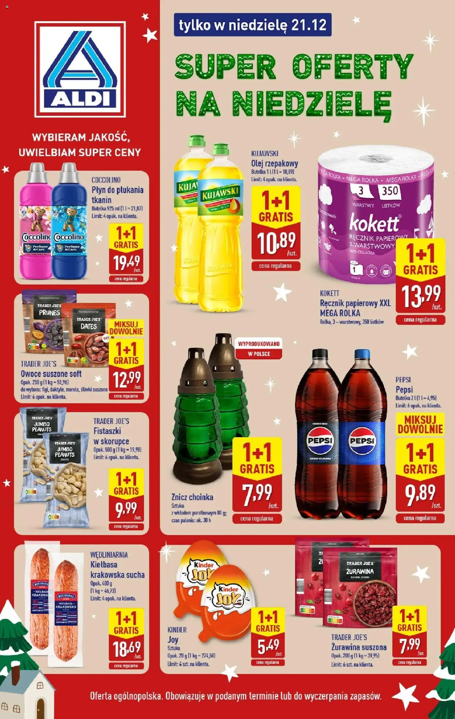 Pogląd gazetki "Super oferty na niedzielę" ze sklepu Aldi ważnej od 21.12.2025