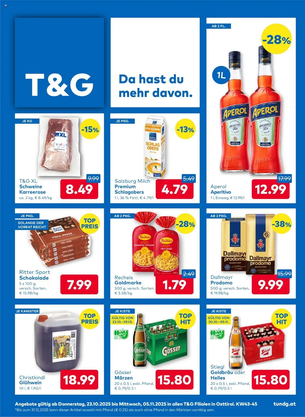  T&G Osttirol ab (23.10.2025 - 05.11.2025) - Seite 1 - Schokolade, Aperol, Milch