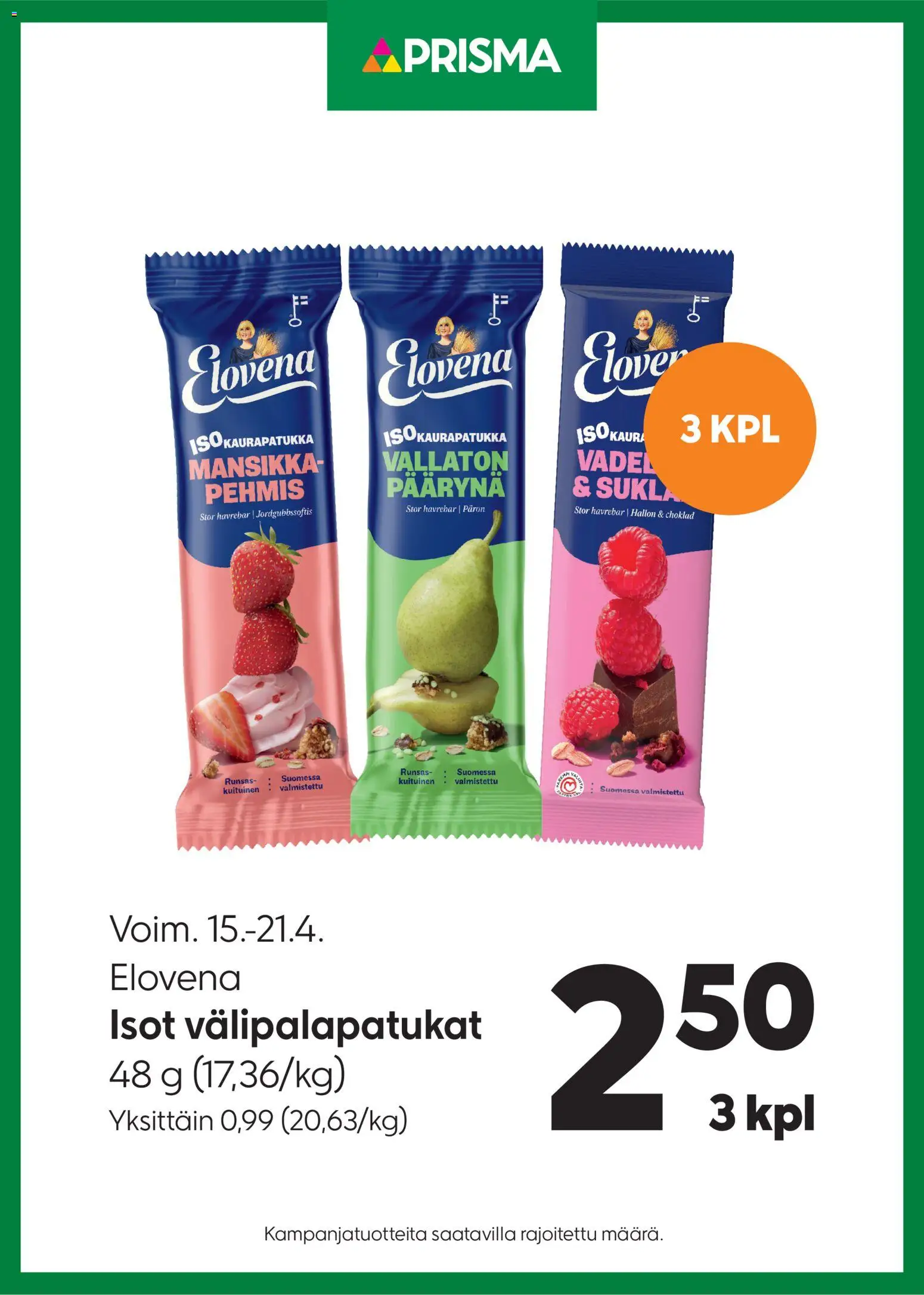 Kaupan Prisma Prisma tarjoukset Elovena esikatselu, voimassa 15/04/2026