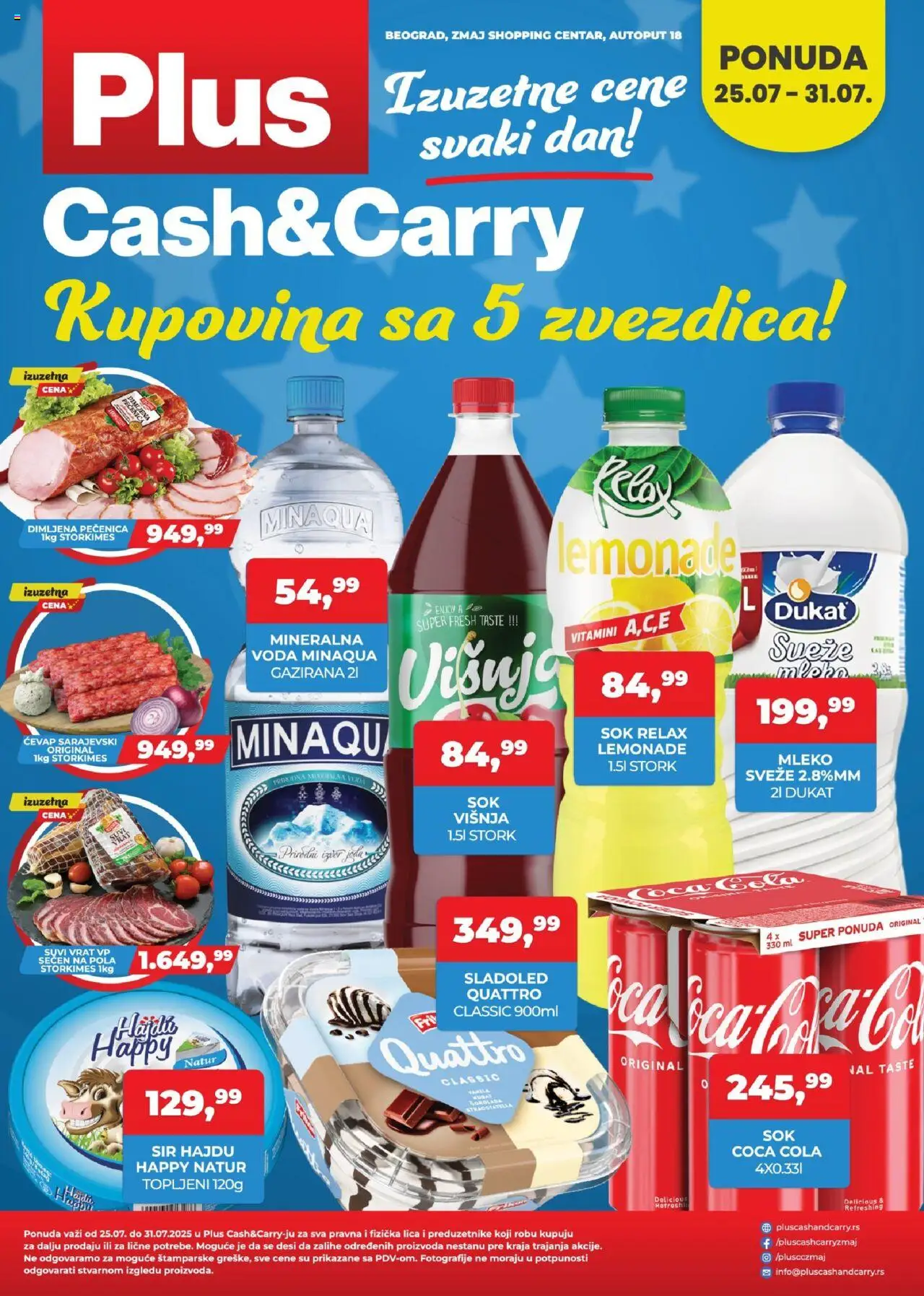 Plus Cash & Carry katalog važi od 25.07.2025 - stranica 1 - Sladoled, Ćevap, Voda, Sok, Suvi vrat, Mineralna voda, Pečenica, Vrat