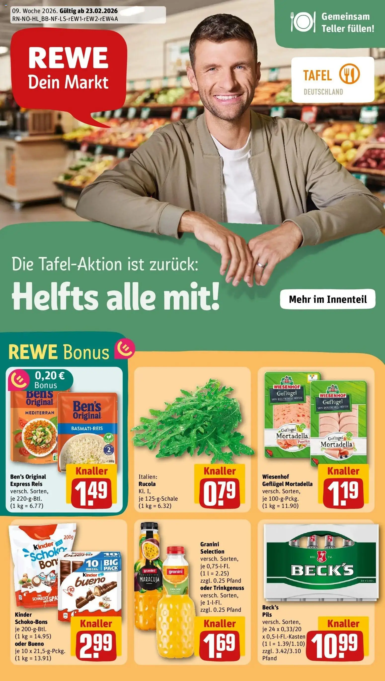 Vorschau von dem Prospekt des Geschäftes Rewe, gültig ab dem 22.02.2026 - Rucola, Paprika, Reis, Basmatireis, Granini, Pils