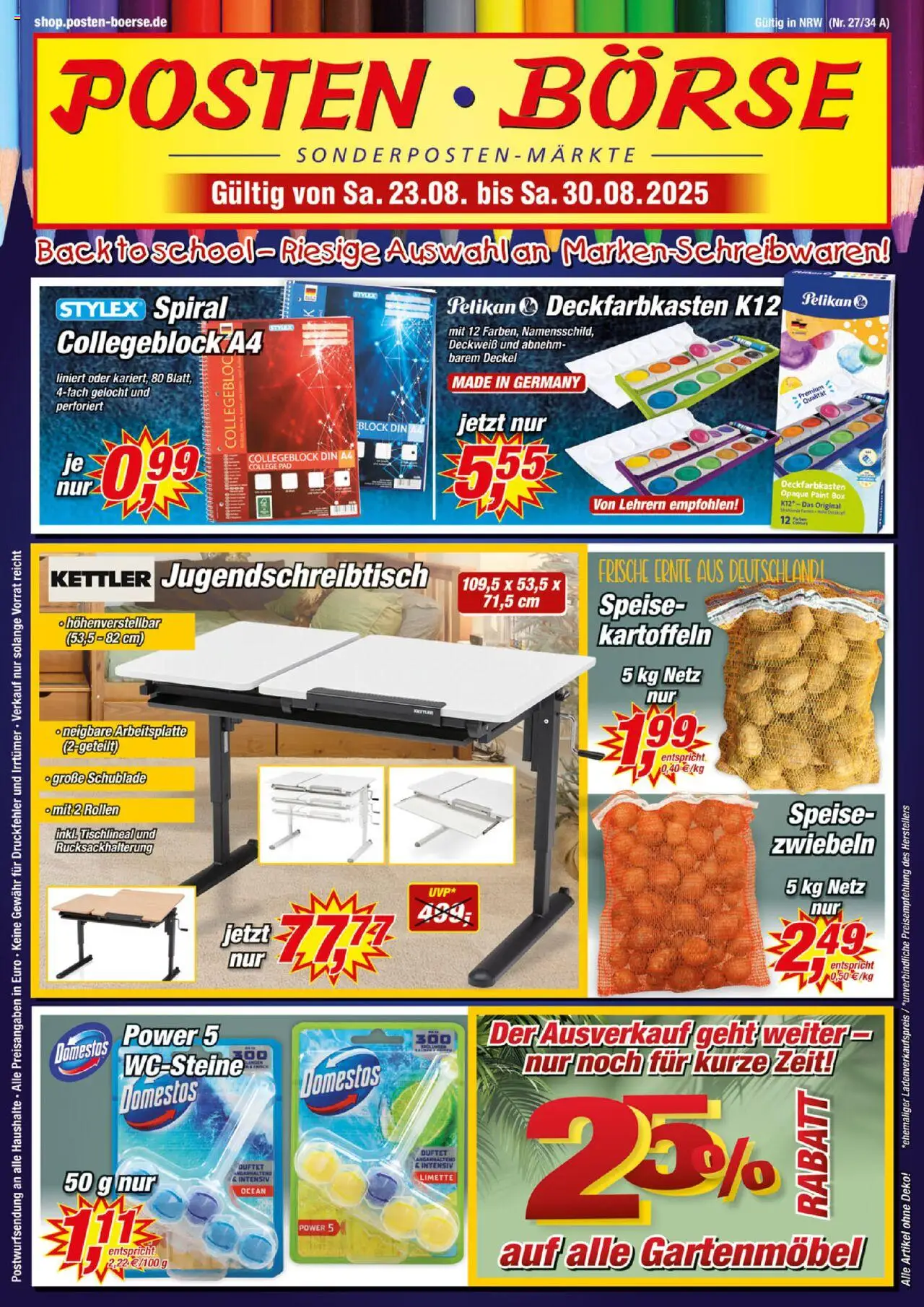 Posten Börse Prospekt (vom 23.08.2025 - 30.08.2025) - Gartenmöbel, Box, Kartoffeln, Limette, Zwiebeln