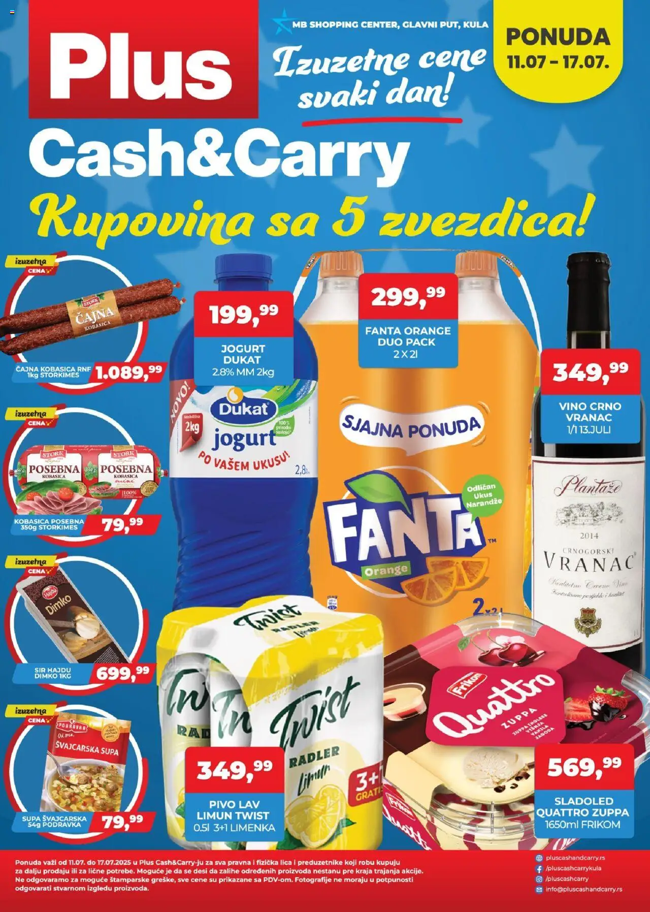 Plus Cash & Carry katalog važi od 11.07.2025 - stranica 1 - Sladoled, Pivo, Vino, Fanta, Sir, Jogurt, Kobasica, Narandže