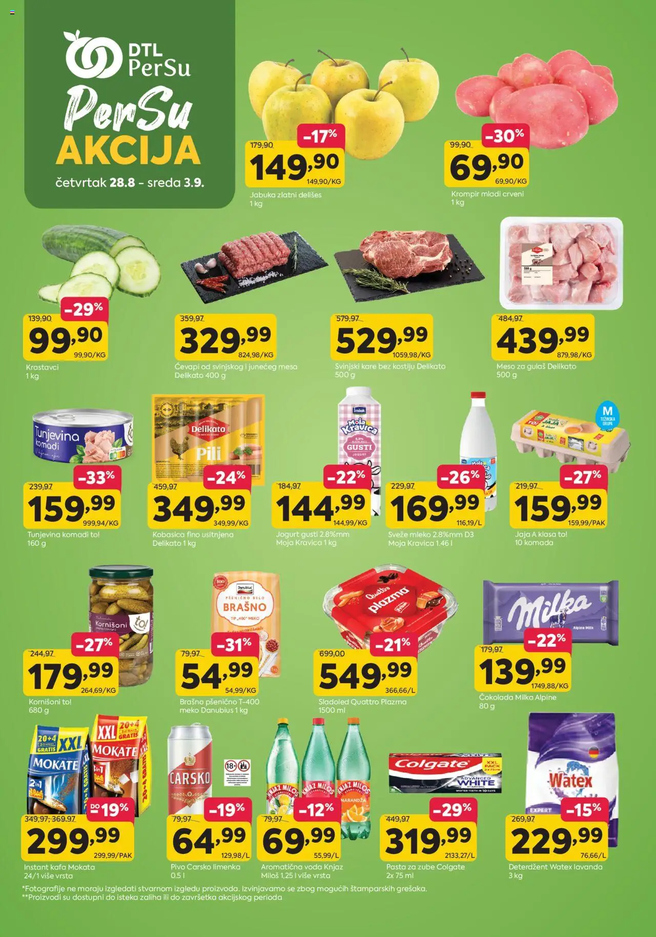 PerSu katalog važi od 28.08.2025 - stranica 1 - Milka, Krompir, Jaja, Meso, Kobasica, Deterdžent, Meso za gulaš, Krastavci