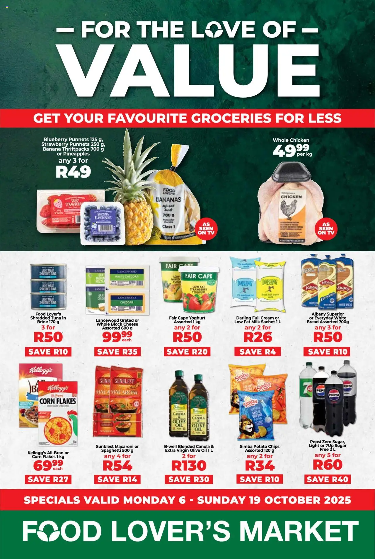 Food Lover's Market Western Cape - For the Love of Value from 06/10 - 19/10/2025 > Promotions