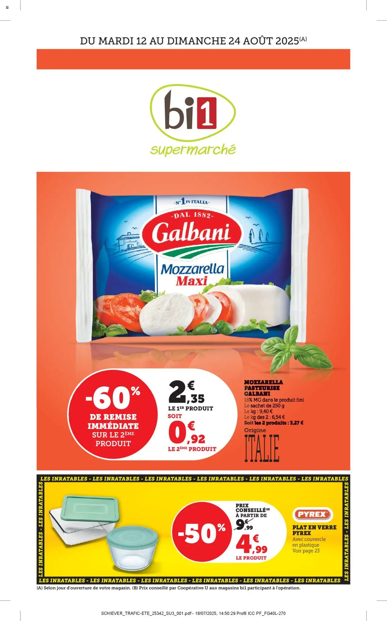 Catalogue de la boutique bi1 valable du 11/08/2025 - Page numéro 1 - Mozzarella, Couvercle