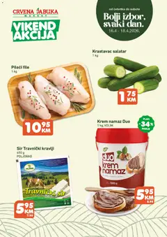 Pregled letka Crvena jabuka vikend akcija trgovine Crvena jabuka vrijedi od 16.04.2026