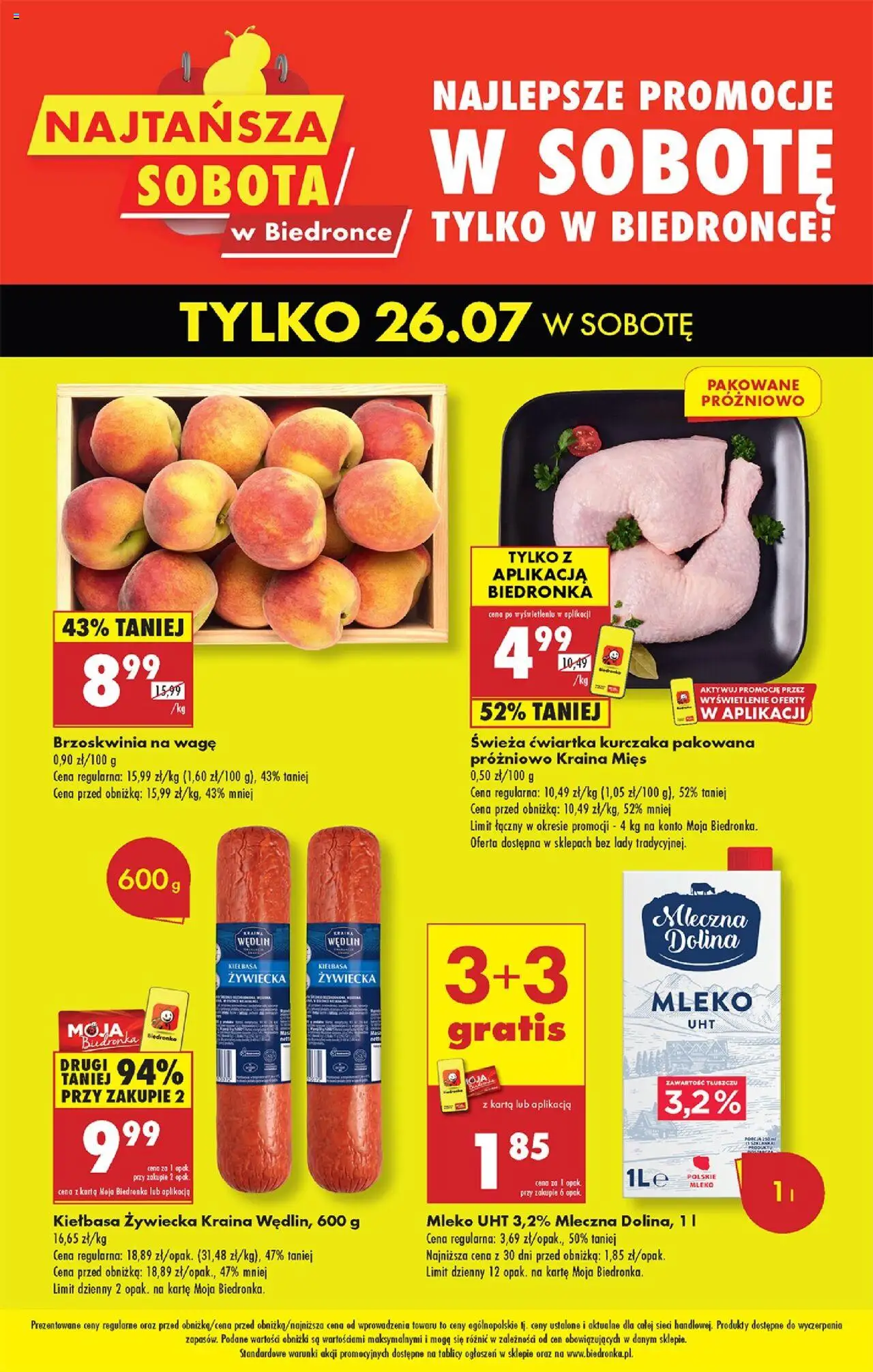 Biedronka gazetka promocyjna 26.07.2025 - "Najtańsza sobota" - Numer strony 1