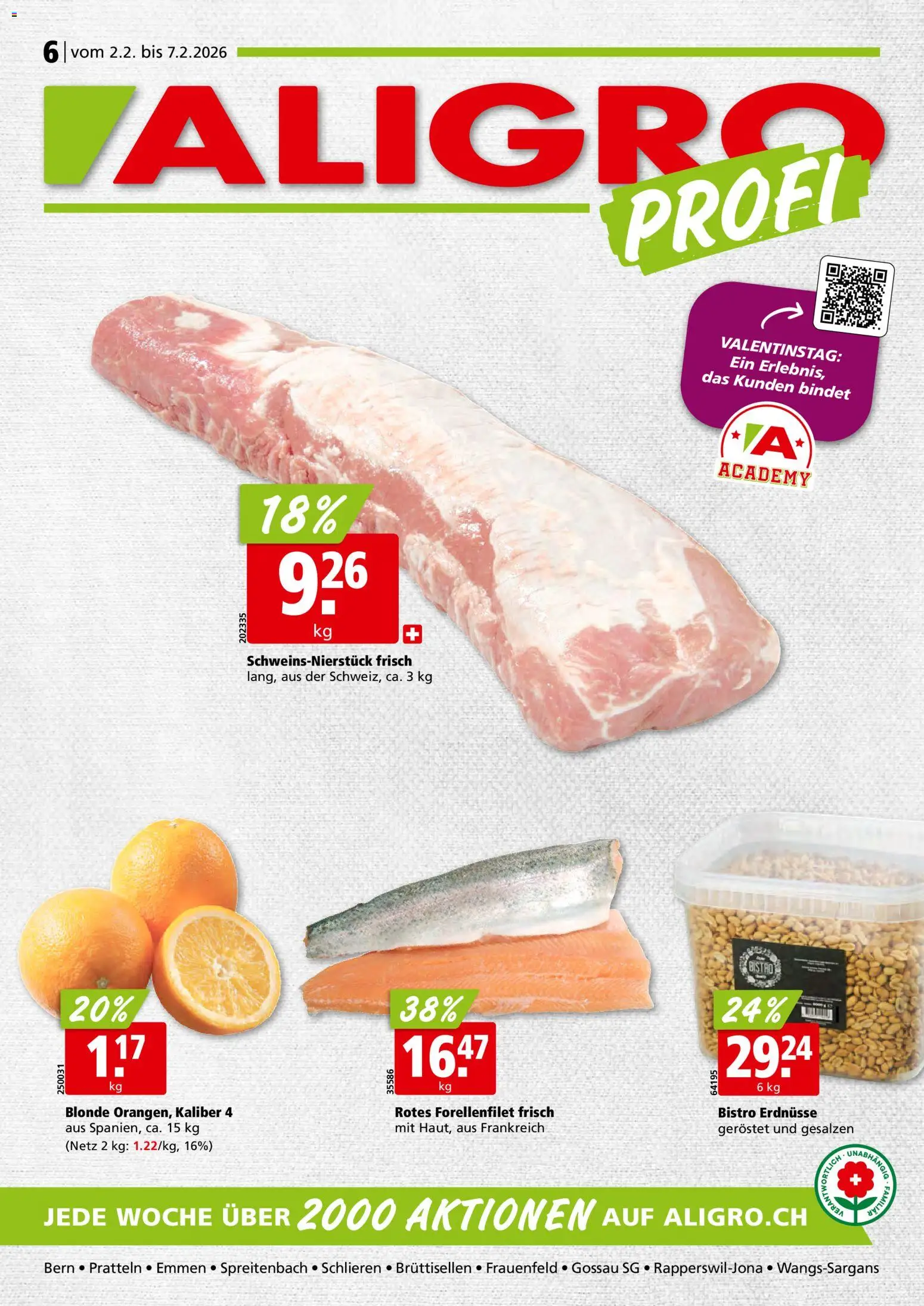 Vorschau des Merkblatts Aktionen Schlieren, Gossau SG, Frauenfeld, Rapperswil-Jona, Sargans, Bern, Brüttisellen, Pratteln, Emmen, Spreitenbach vom Shop Aligro gültig von 02.02.2026 bis 07.02.2026