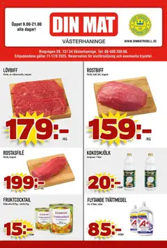 Förhandsgranska reklamblad Aktuella reklamblad Din Mat från butik Din Mat gäller från 11/08/2025
