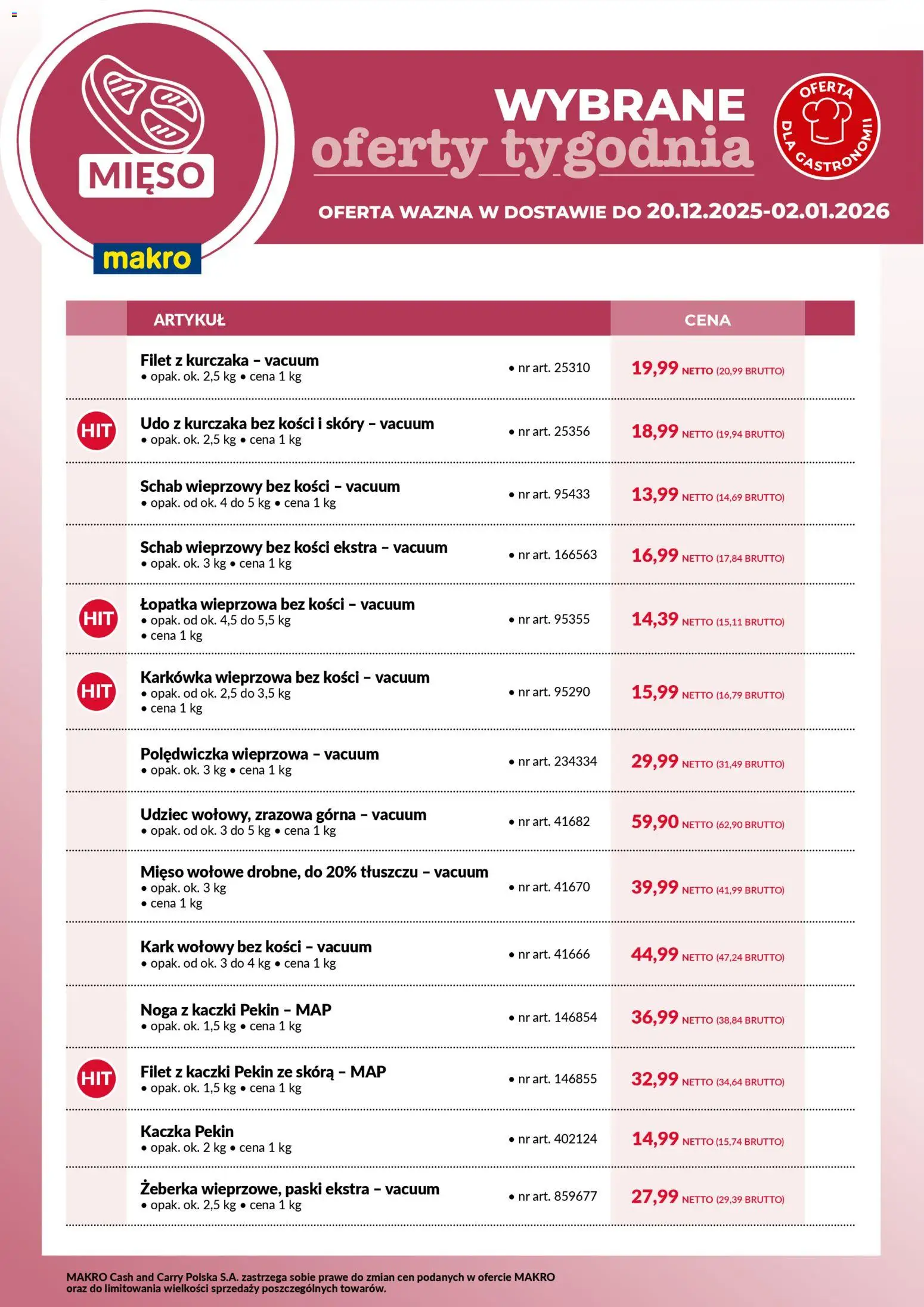 Pogląd gazetki "Wybrane oferty tygodnia w dostawie" ze sklepu Makro ważnej od 20.12.2025