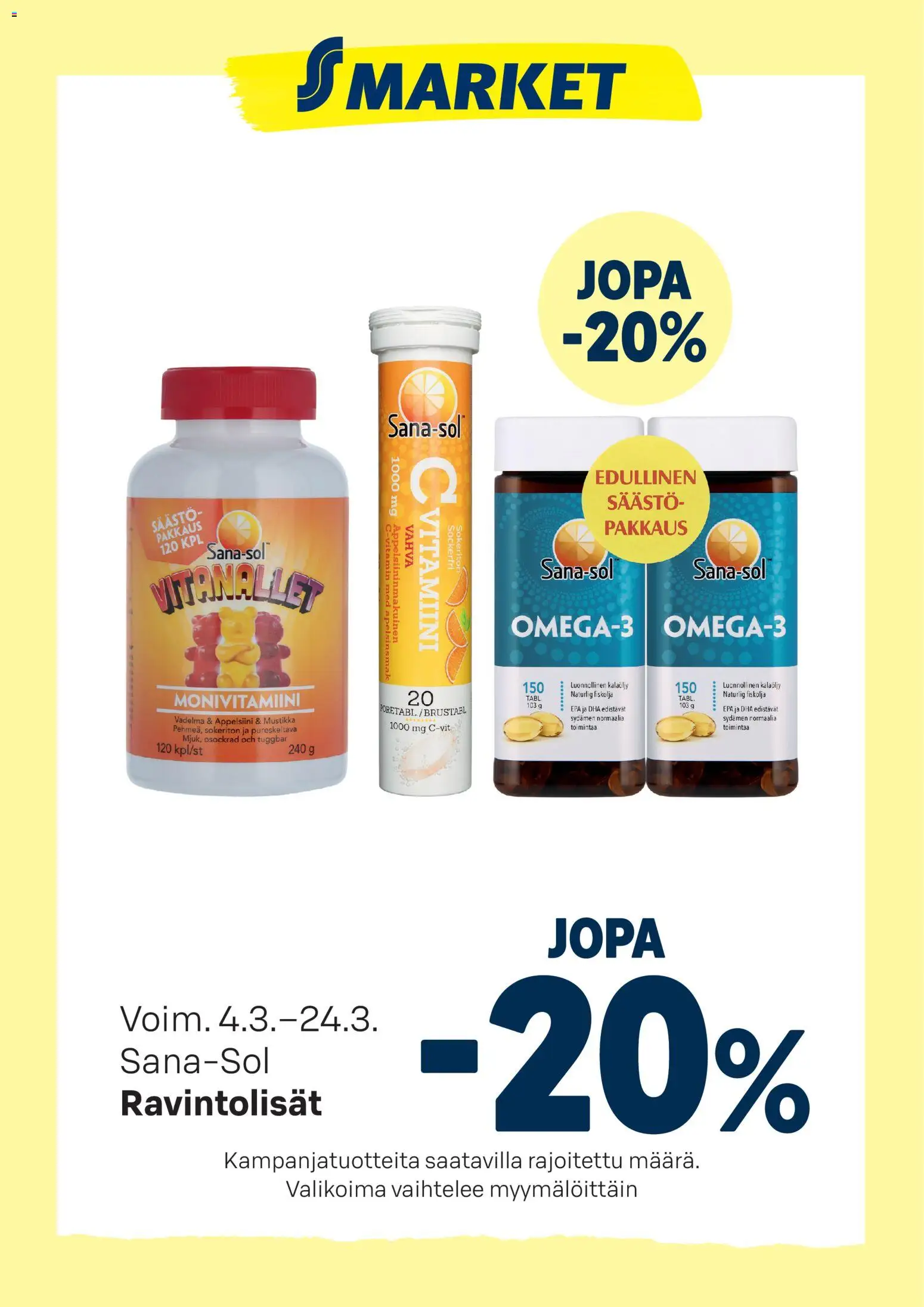Kaupan S-market S-market tarjoukset Ravintolisät esikatselu, voimassa 04/03/2026
