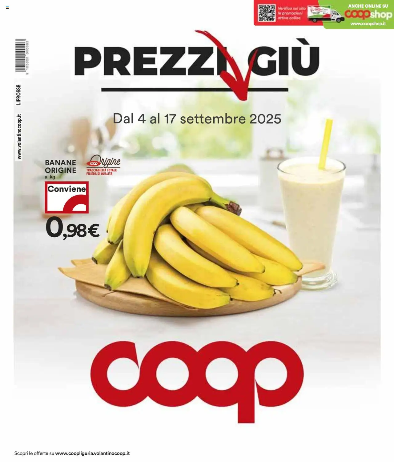 Volantino COOP valido da 04/09/2025 numero di pagina 1 - Banane