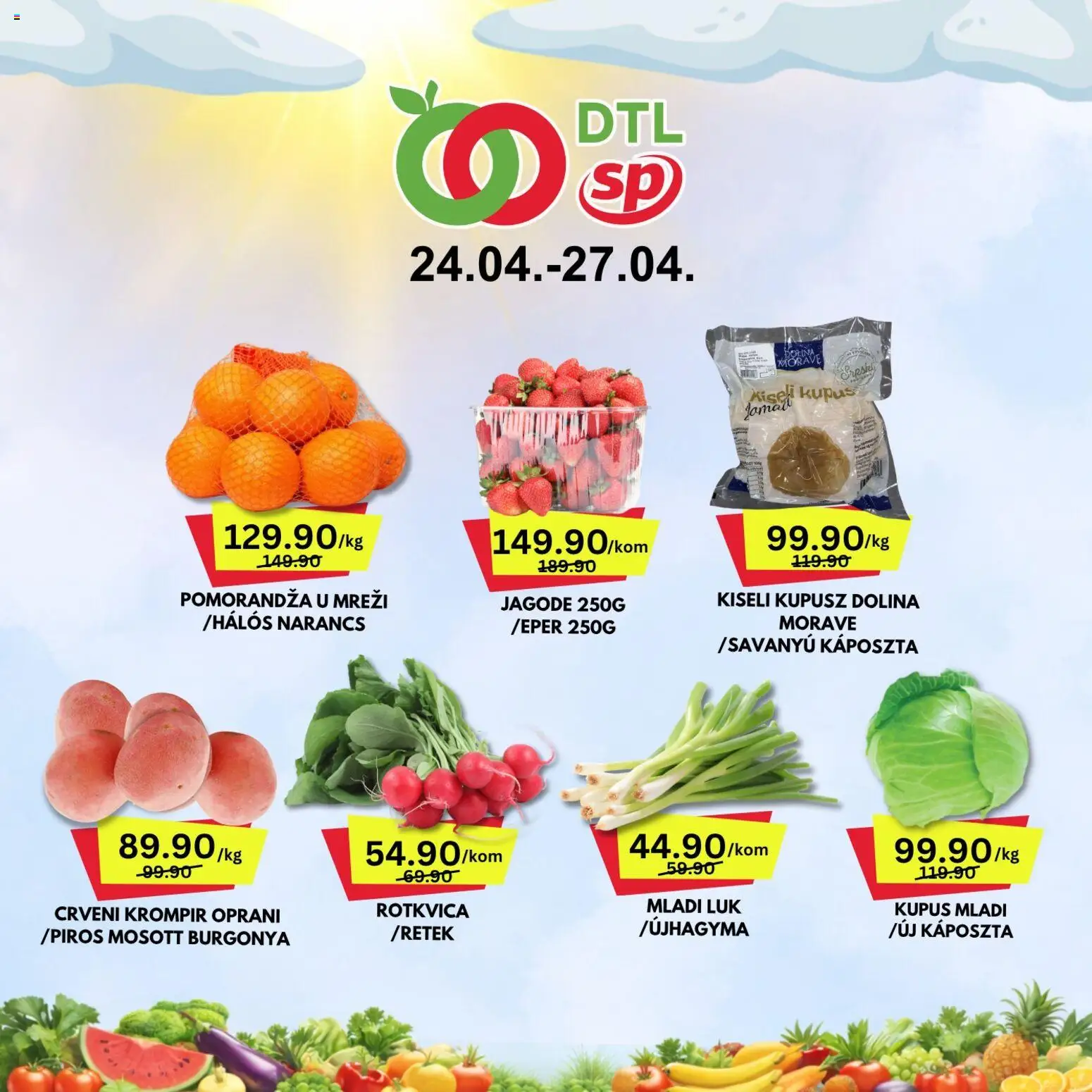 Pregled Senta Promet kataloga - važi od 24.04.2026 - Krompir, Kupus, Jagode, Luk, Pomorandza, Rotkvica, Crveni krompir