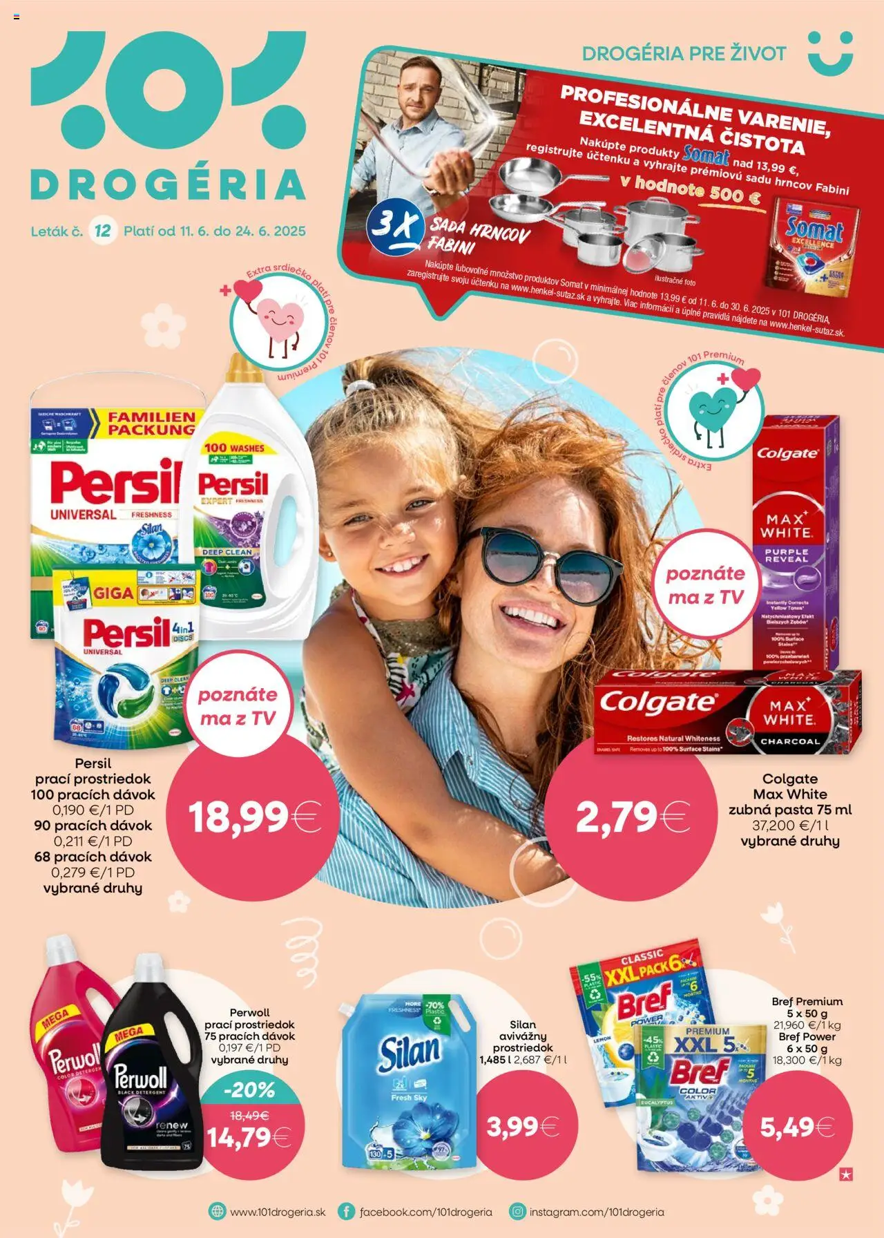 101 drogerie Leták (11.06. - 24.06.2025) - Akčná ponuka - Tv, Sada hrncov, Persil, Perwoll, Silan, Zubná pasta