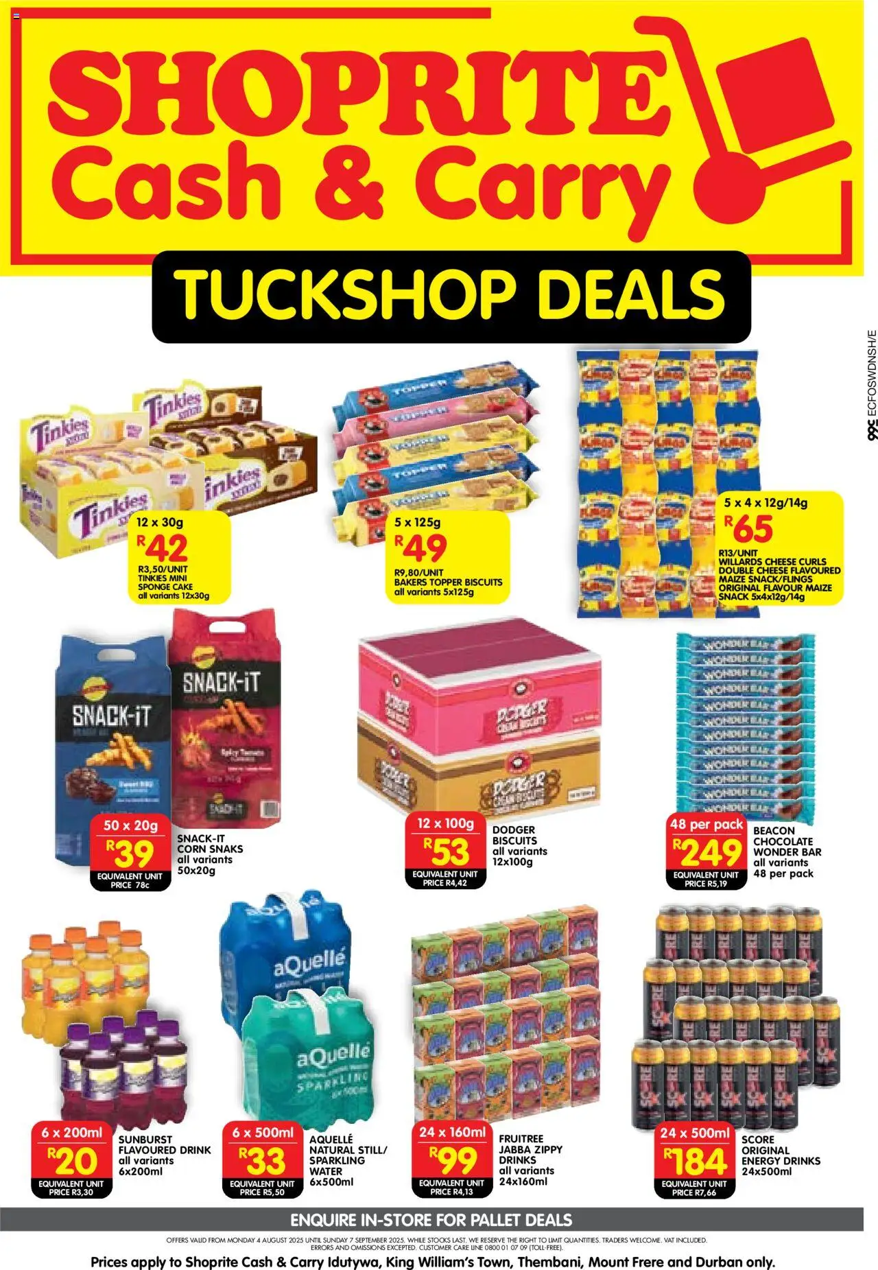 Shoprite KwaZulu-Natal - Cash & Carry Tuckshop Deals Durban & Mount Frere 04/08 - 07/09/2025 >> Catalogue