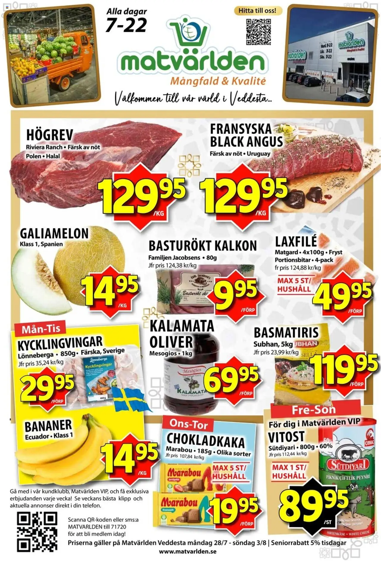 Aktuella reklamblad Matvärlden är giltig 28/07 2025 > Veckans Erbjudanden gäller från 28/07/2025 till 03/08/2025 sidnummer 1