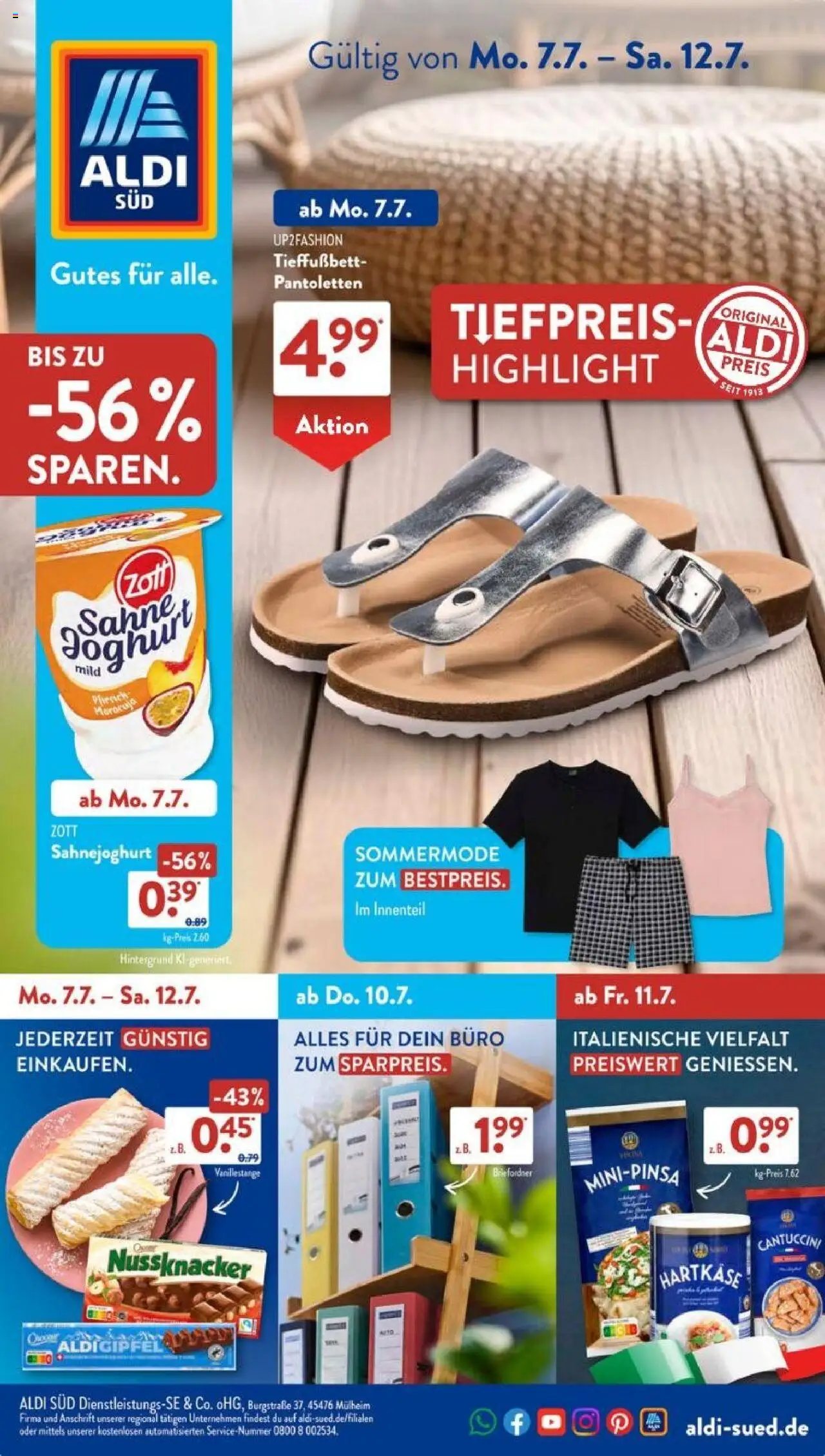 Aldi Süd Prospekt (vom 07.07.2025 - 12.07.2025) - Joghurt, Sahne, Up2fashion