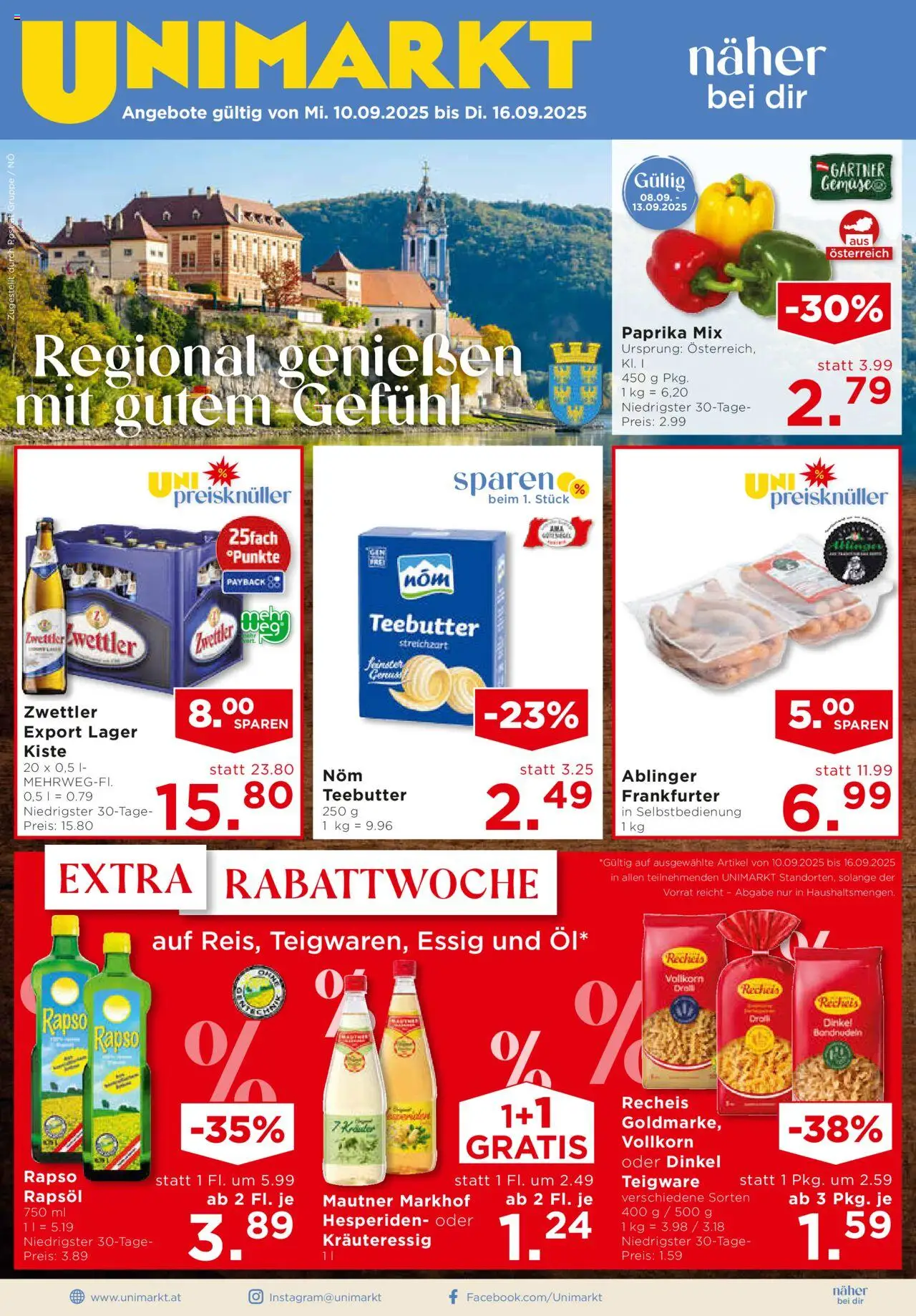  Unimarkt Niederösterreich ab (10.09.2025 - 16.09.2025) - Seite 1 - Rapsöl