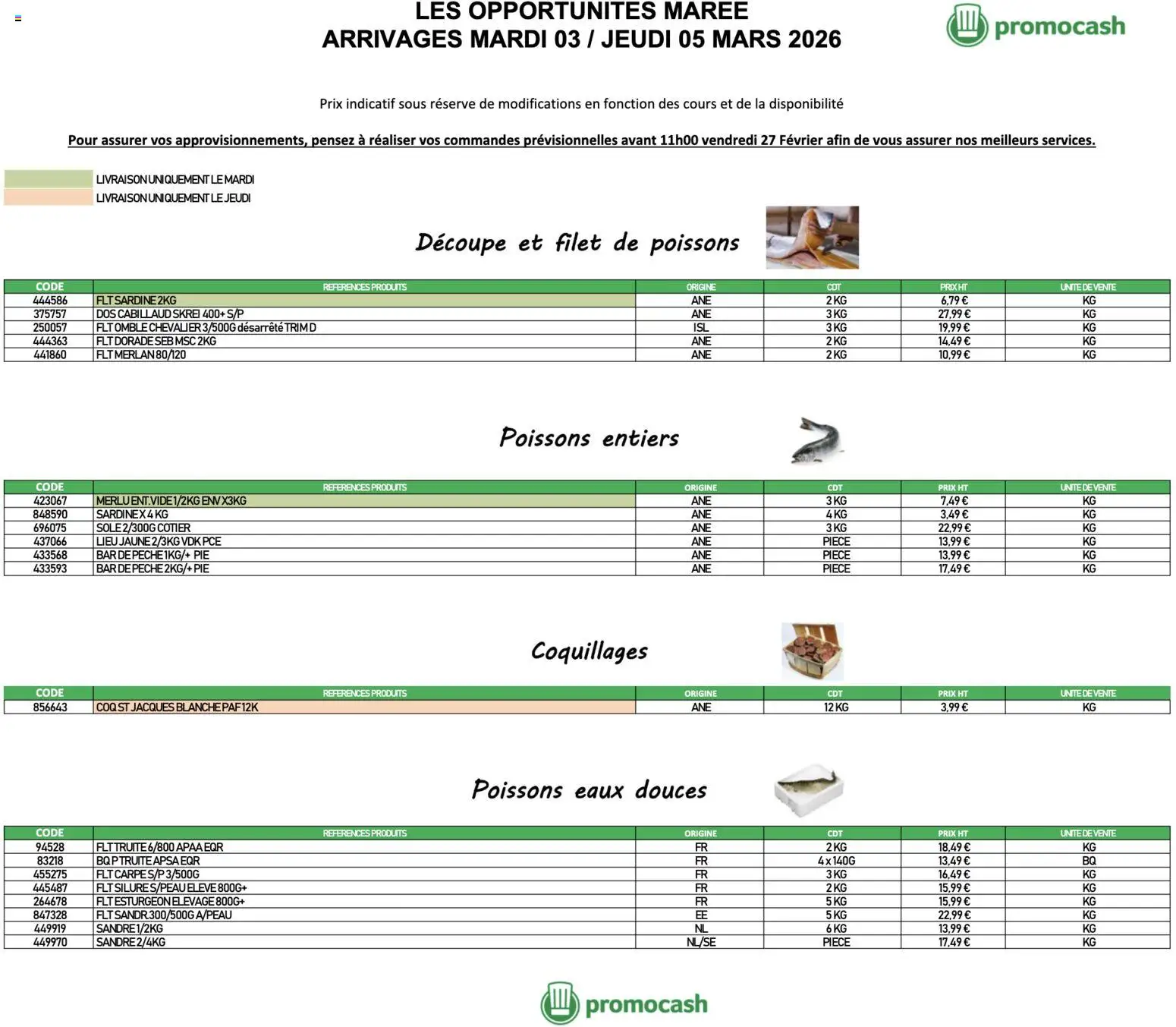 Prévisualisation de Promocash Opportunités Marée du magasin Promocash formulaire valide 03/03/2026