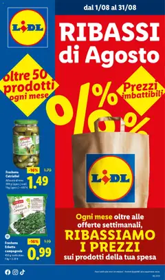 Anteprima dell'opuscolo Volantino Ribassi del mese dal negozio Lidl valido da 01/08/2025